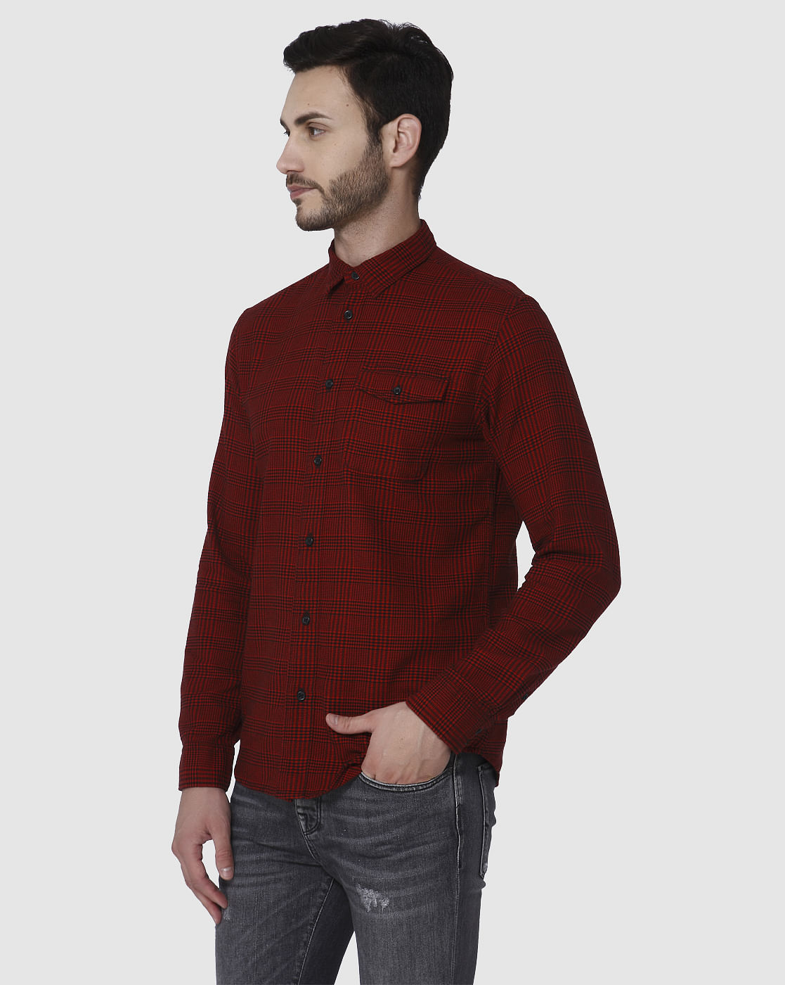 Red Check Full Sleeves Shirt