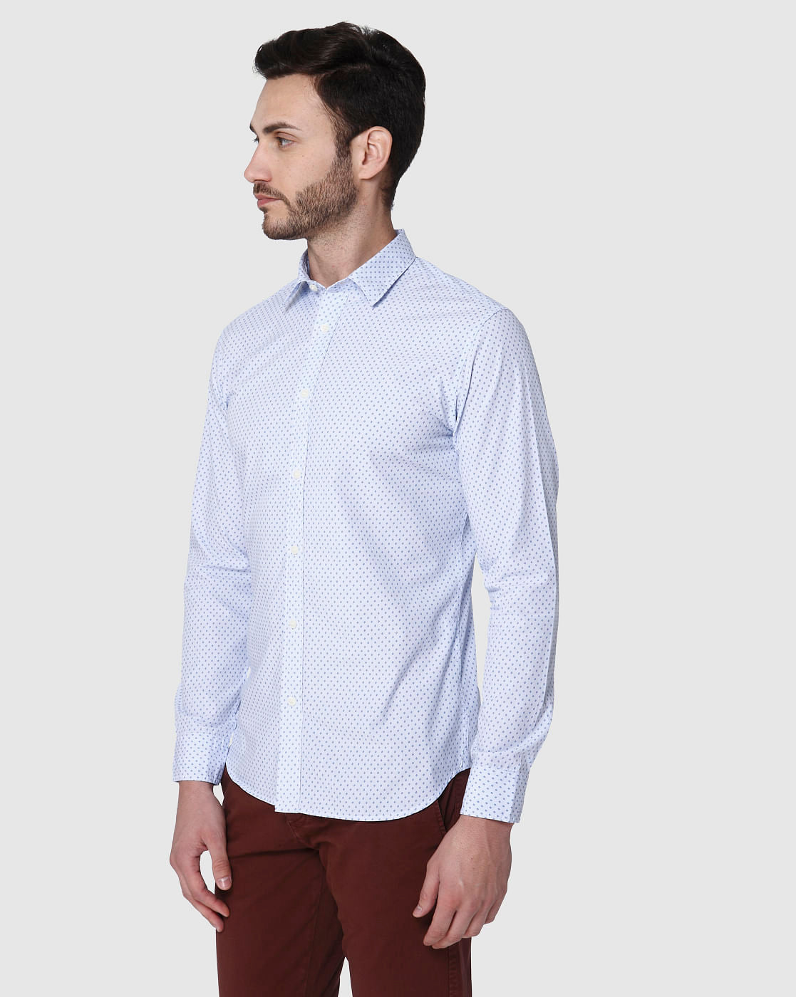 Blue Printed Full Sleeves Shirt