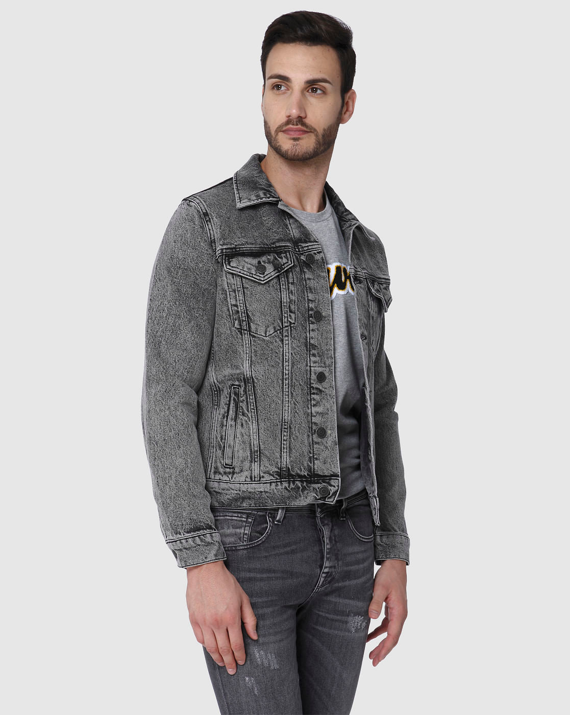Black Washed Denim Jacket