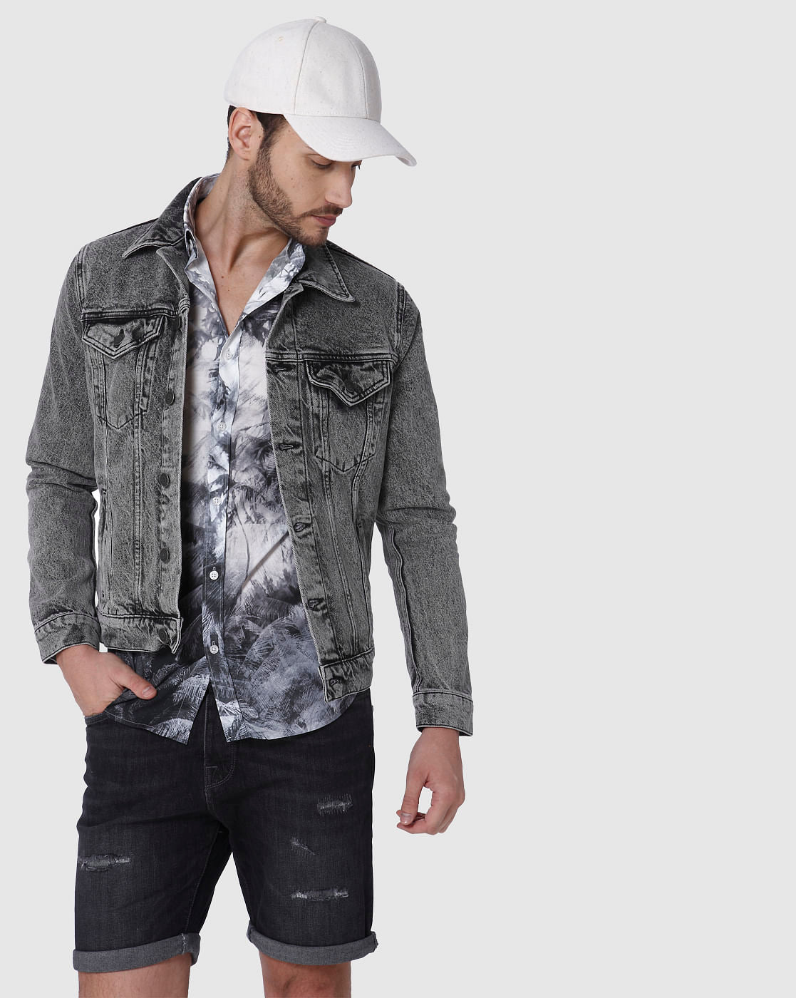 Black Printed Short Sleeves Shirt