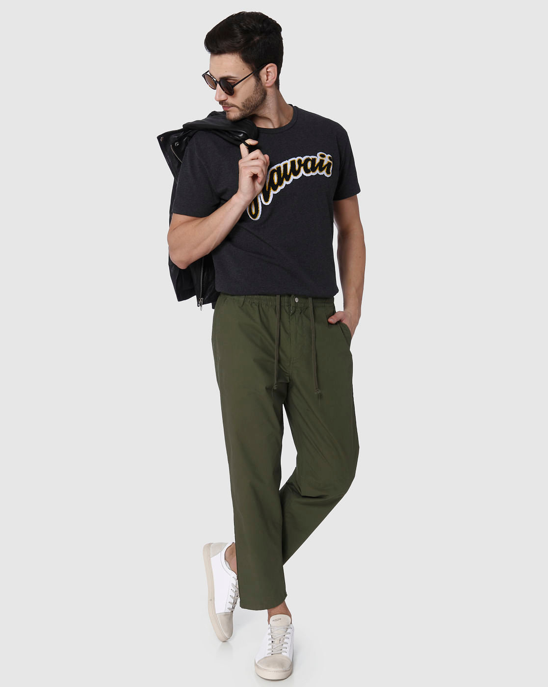 Green Drawstring Tapered Fit Pants
