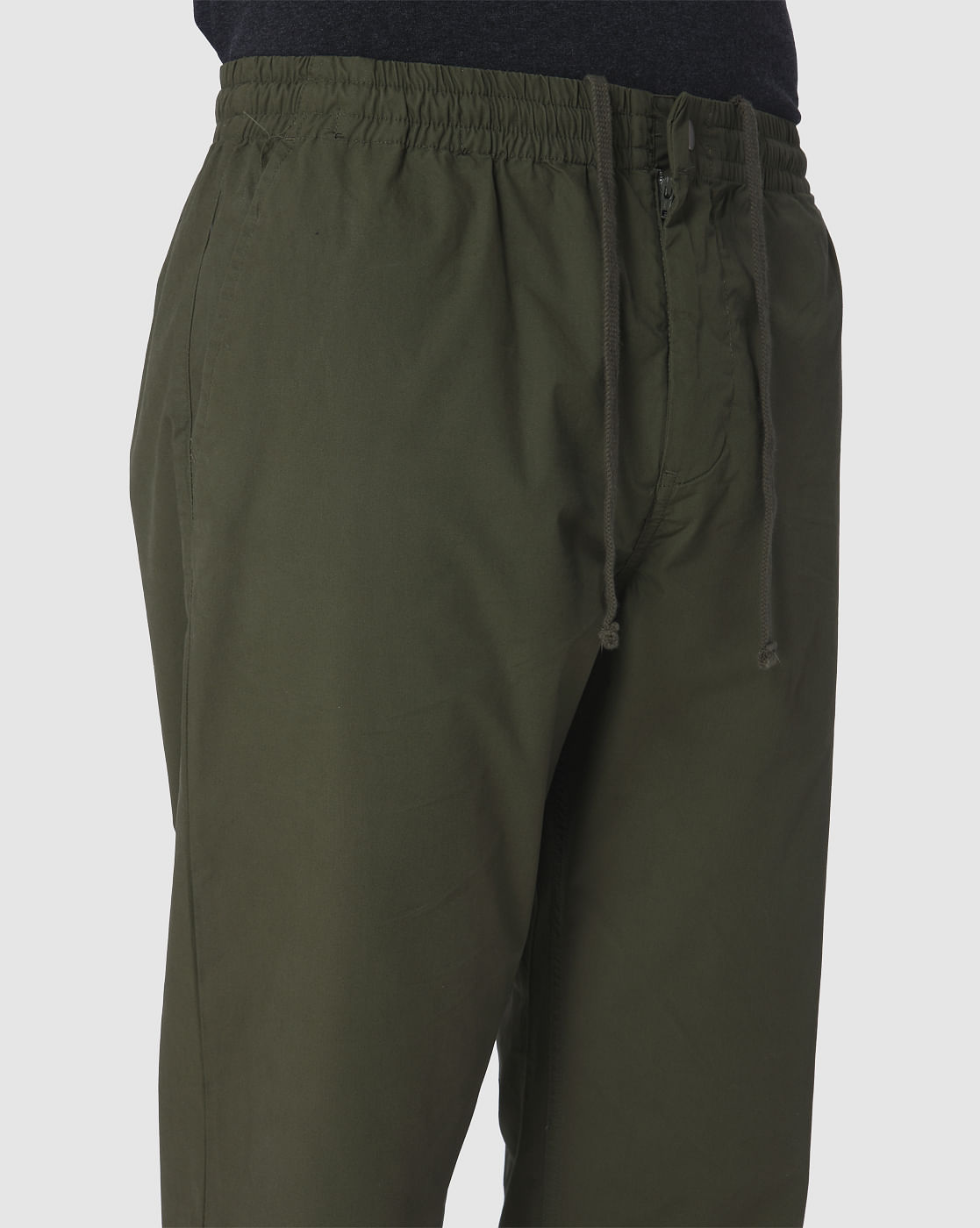 Green Drawstring Tapered Fit Pants