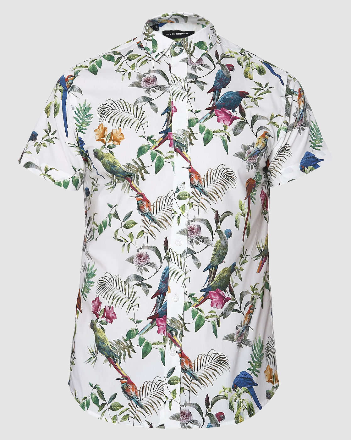 White All Over Print Short Sleeves Shirt