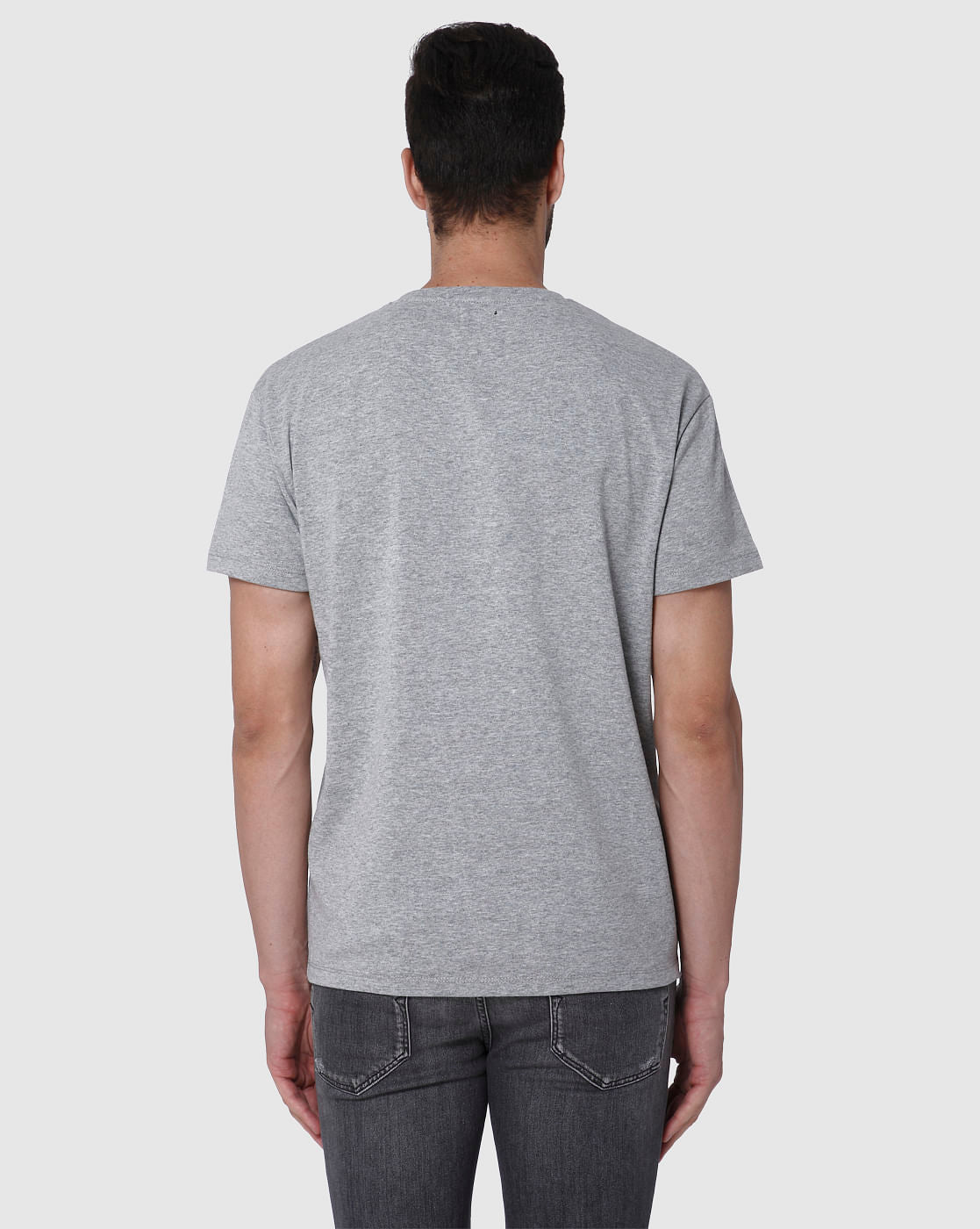 Grey Printed Crew Neck T-Shirt