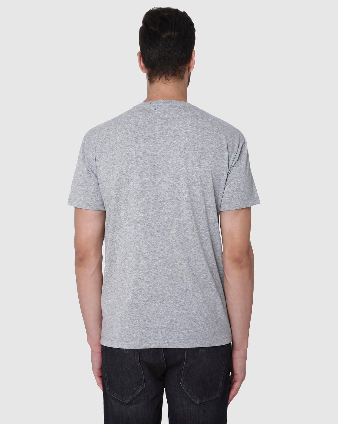 Grey Printed Crew Neck T-Shirt