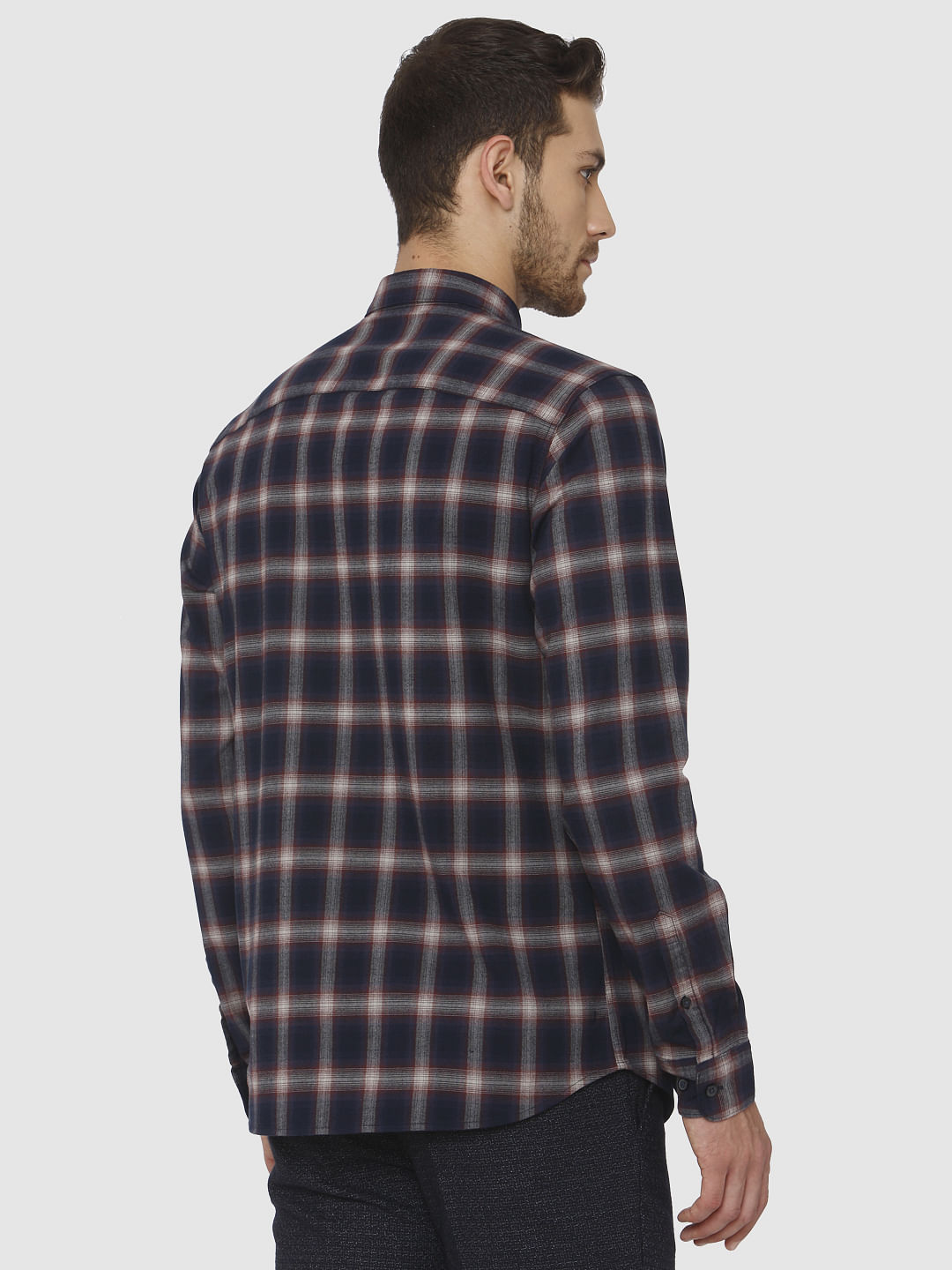Dark Blue Check Full Sleeves Shirt