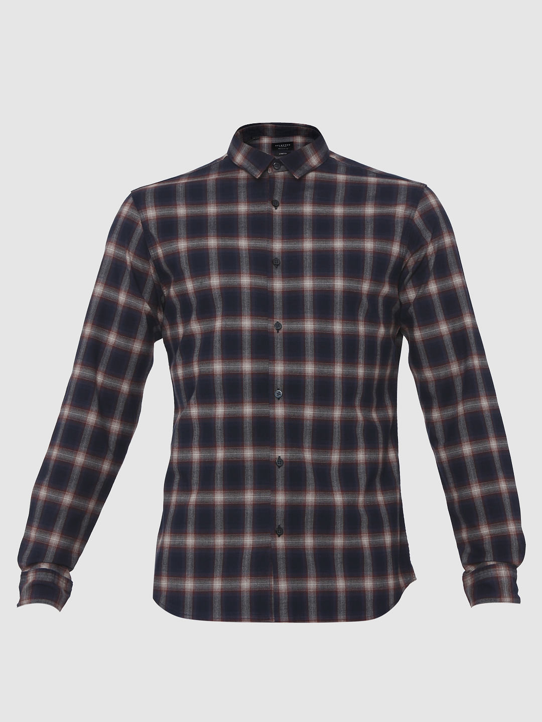 Dark Blue Check Full Sleeves Shirt