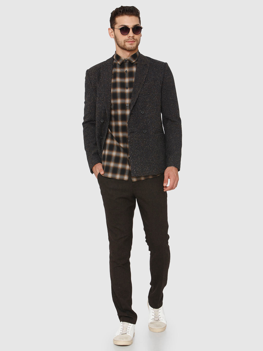 Brown Check Full Sleeves Shirt