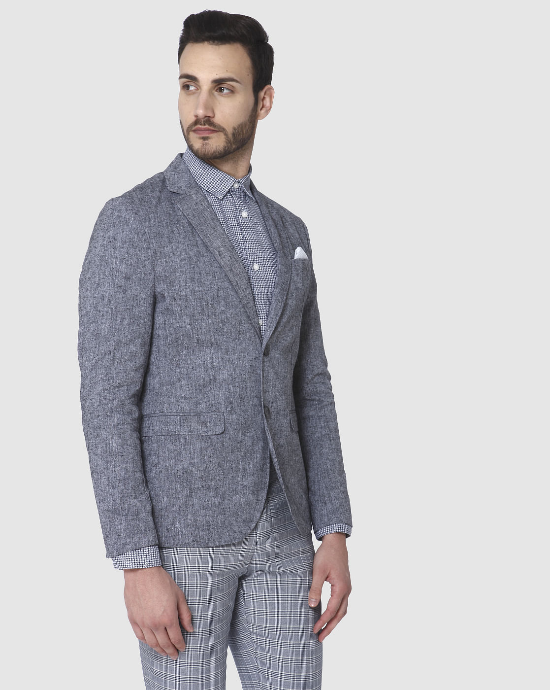 Grey Textured Formal Blazer