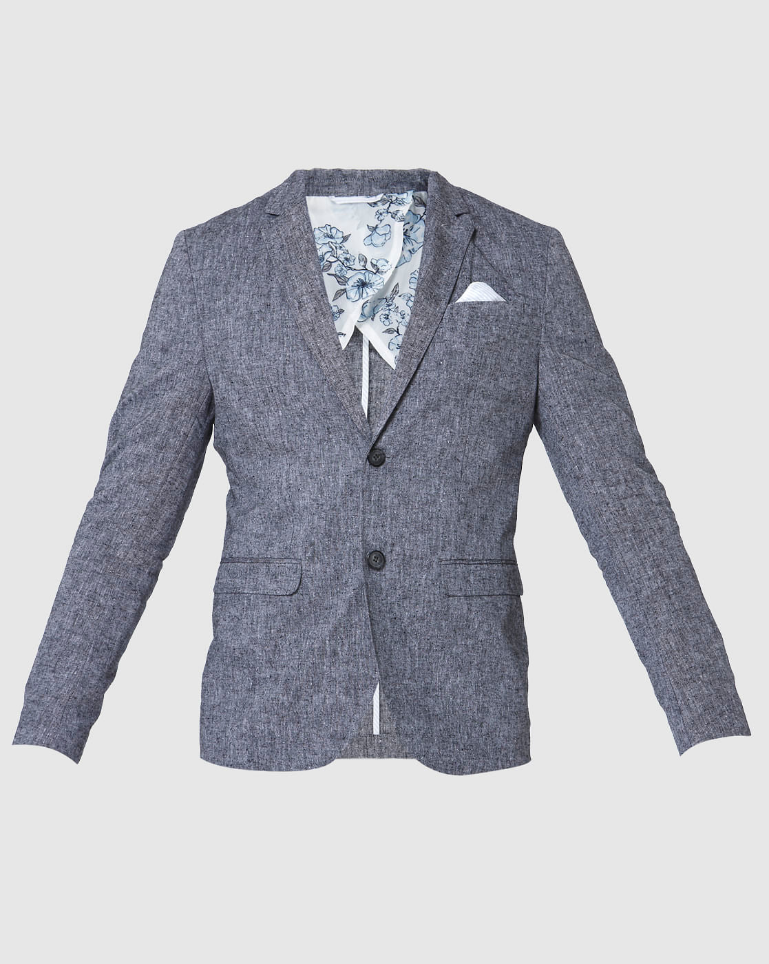 Grey Textured Formal Blazer