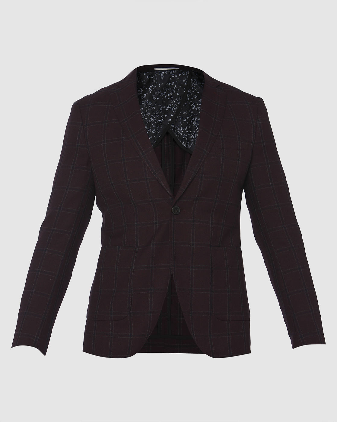 Burgundy Check Blazer