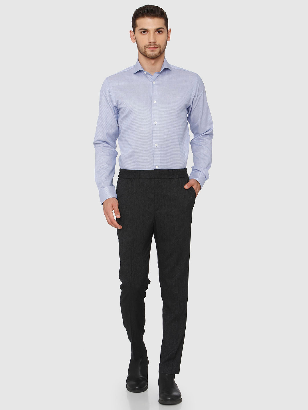 Black Tapered Fit Trousers