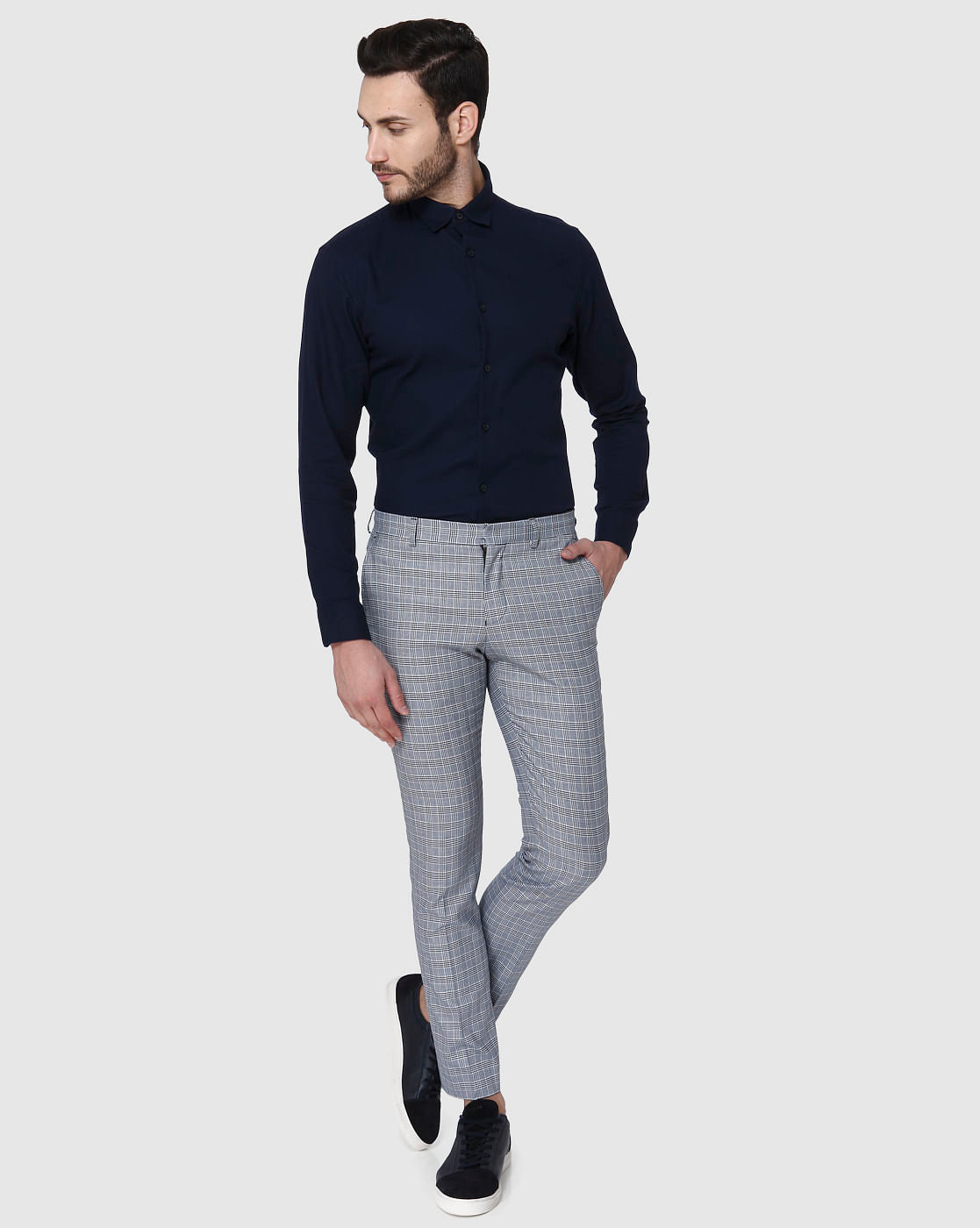 Blue Check Trousers