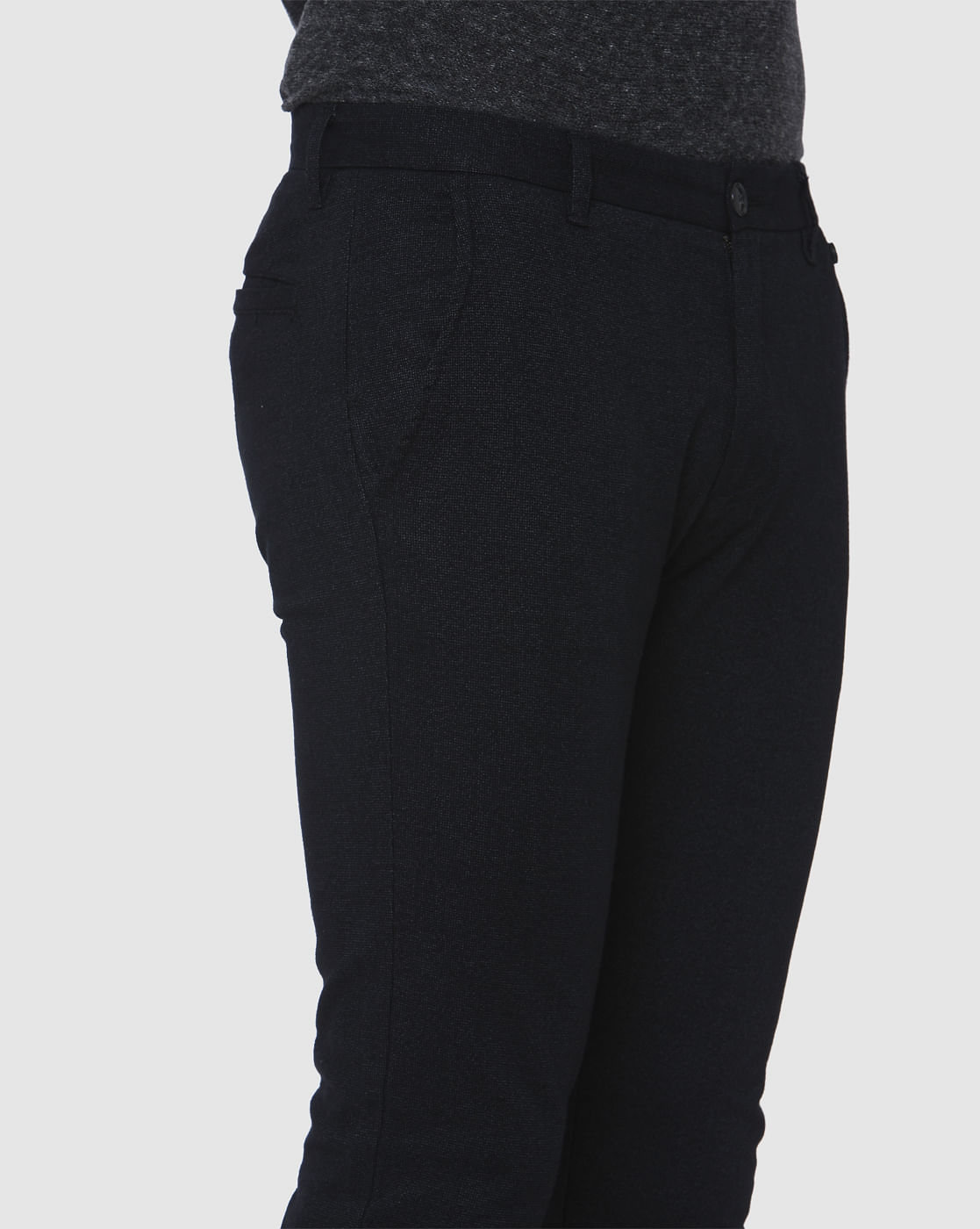 Black Mid Rise Slim Fit Trousers