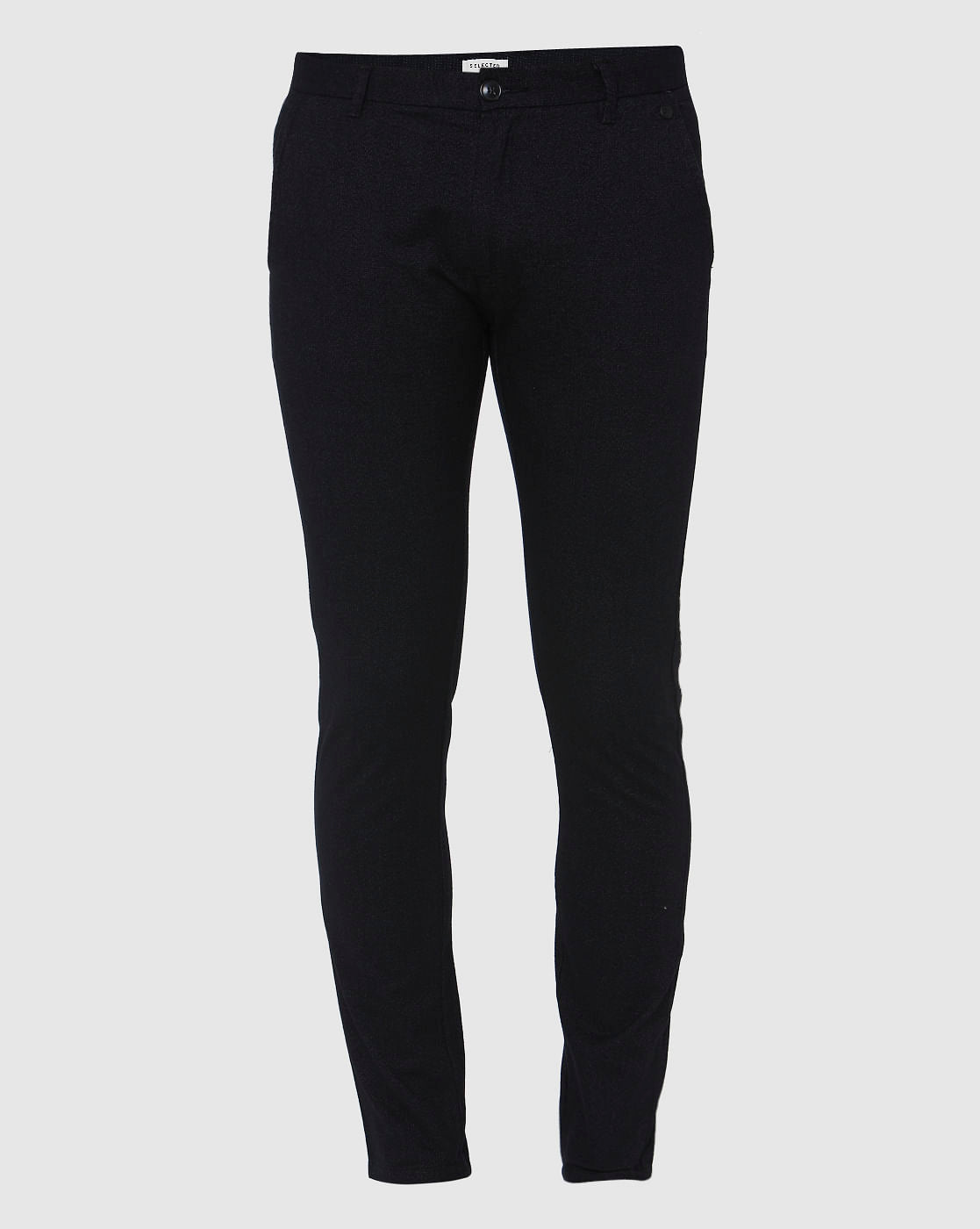 Black Mid Rise Slim Fit Trousers