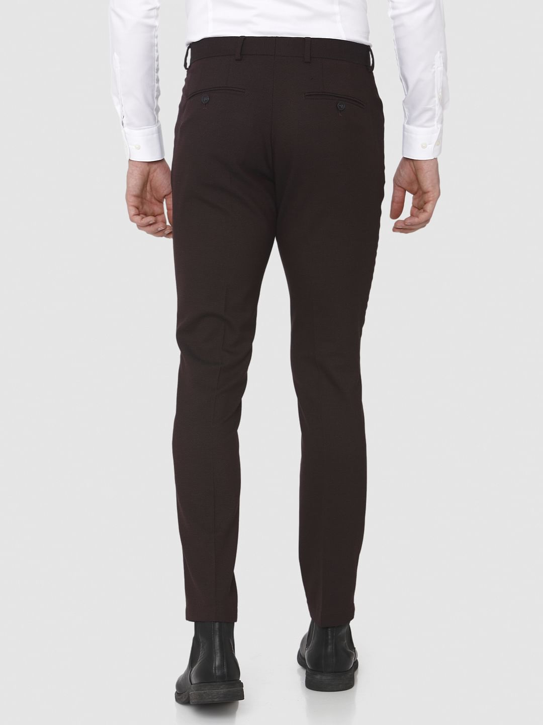 Dark Brown Slim Fit Formal Trousers