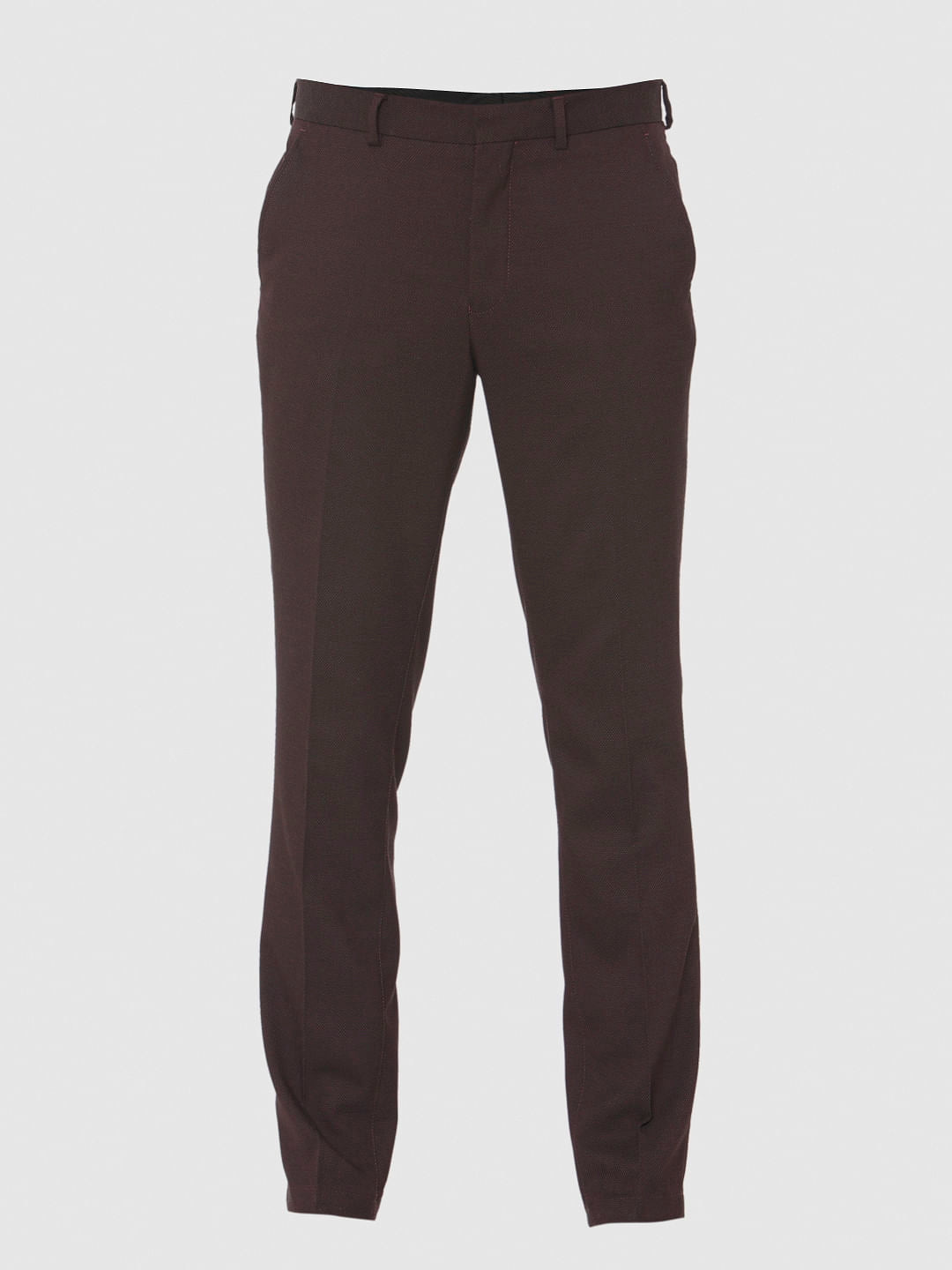 Dark Brown Slim Fit Formal Trousers