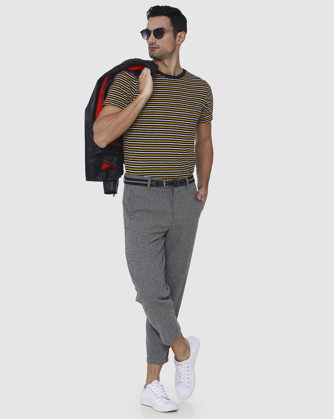 Light Grey Printed Cropped Pants