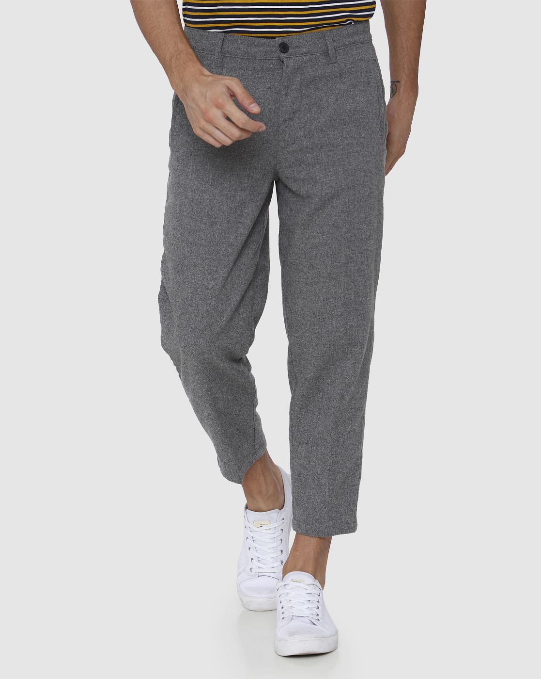 Light Grey Printed Cropped Pants
