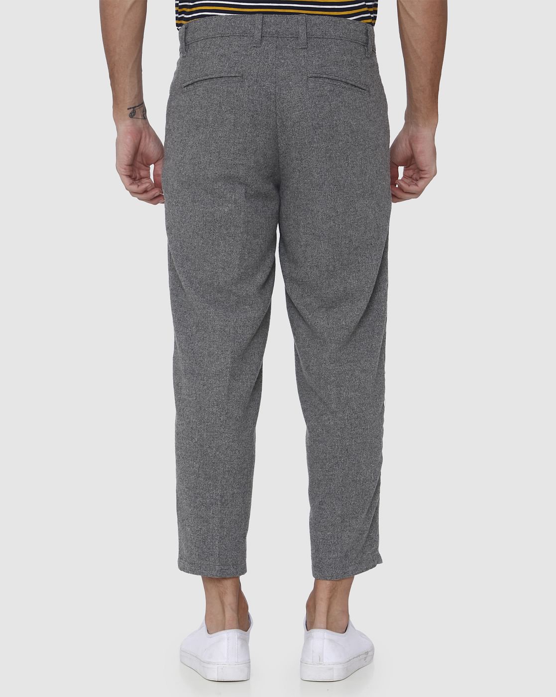 Light Grey Printed Cropped Pants