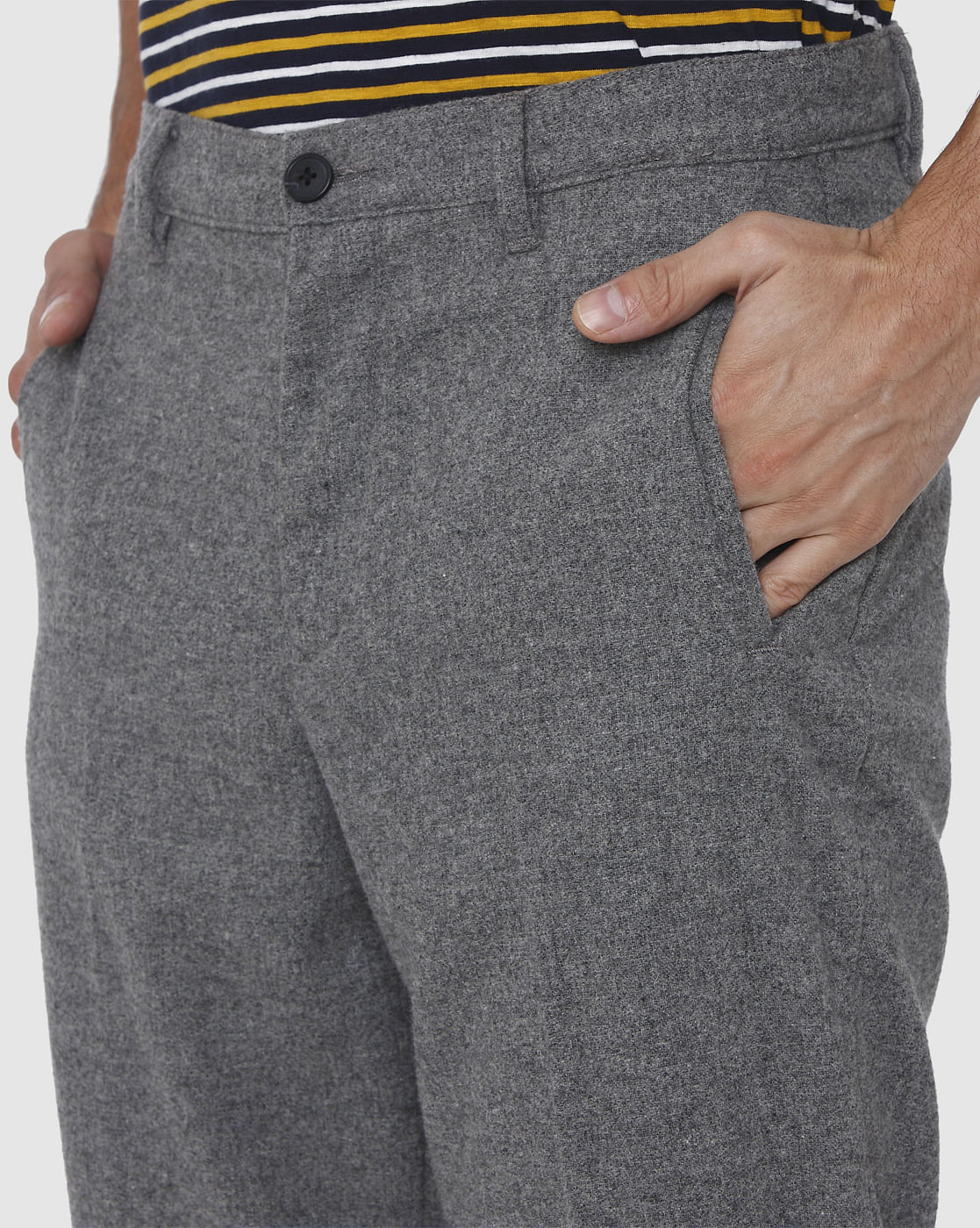 Light Grey Printed Cropped Pants