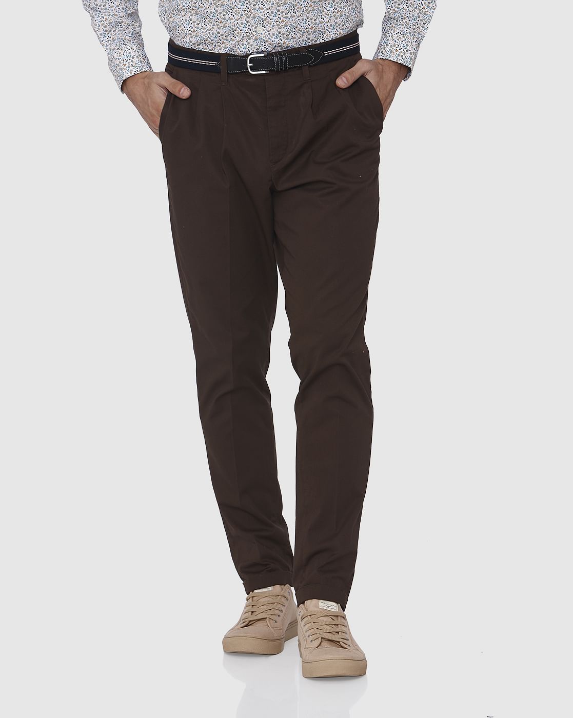 Dark Brown Tapered Fit Pants