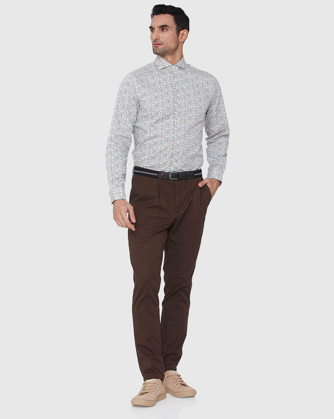 Dark Brown Tapered Fit Pants