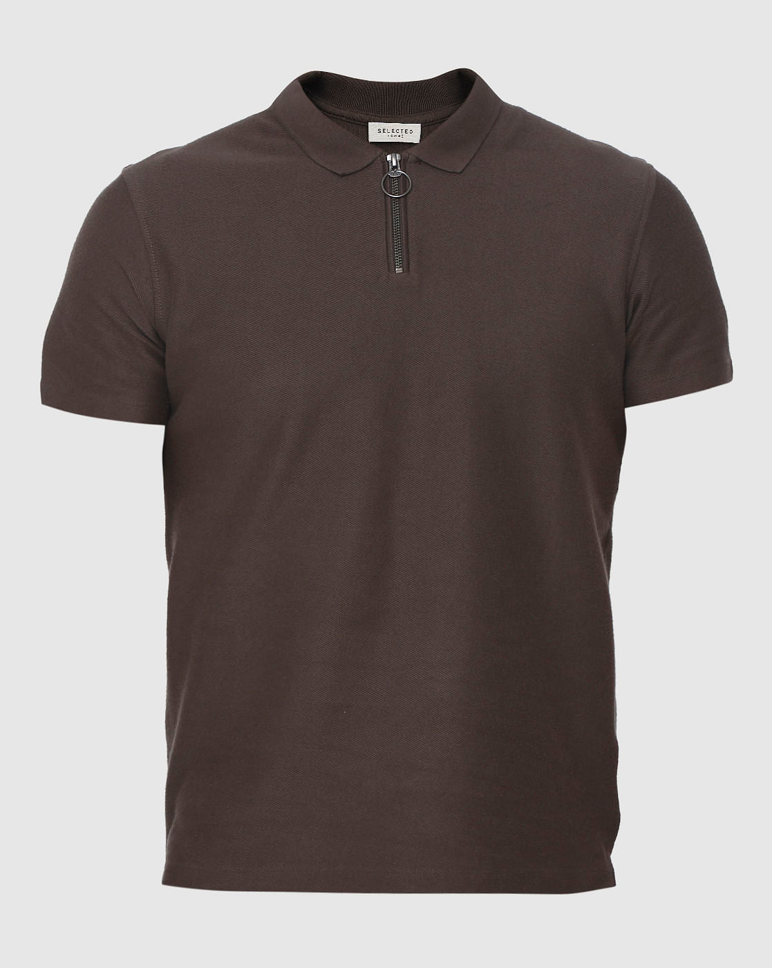 Brown Polo Neck T-Shirt