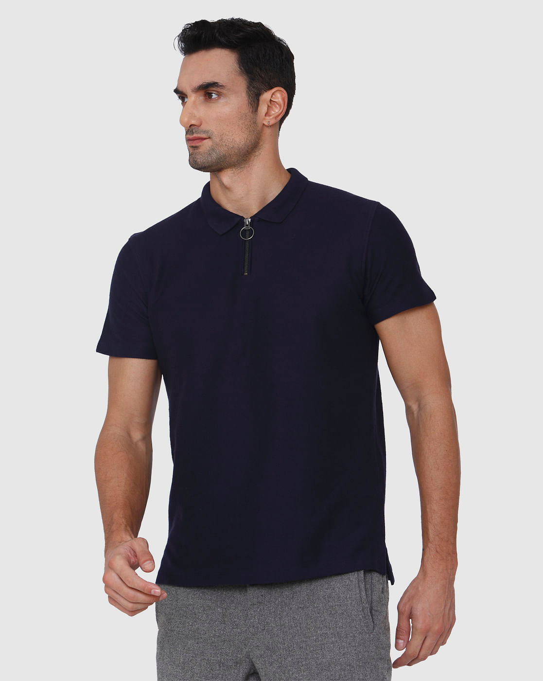 Blue Polo Neck T-Shirt