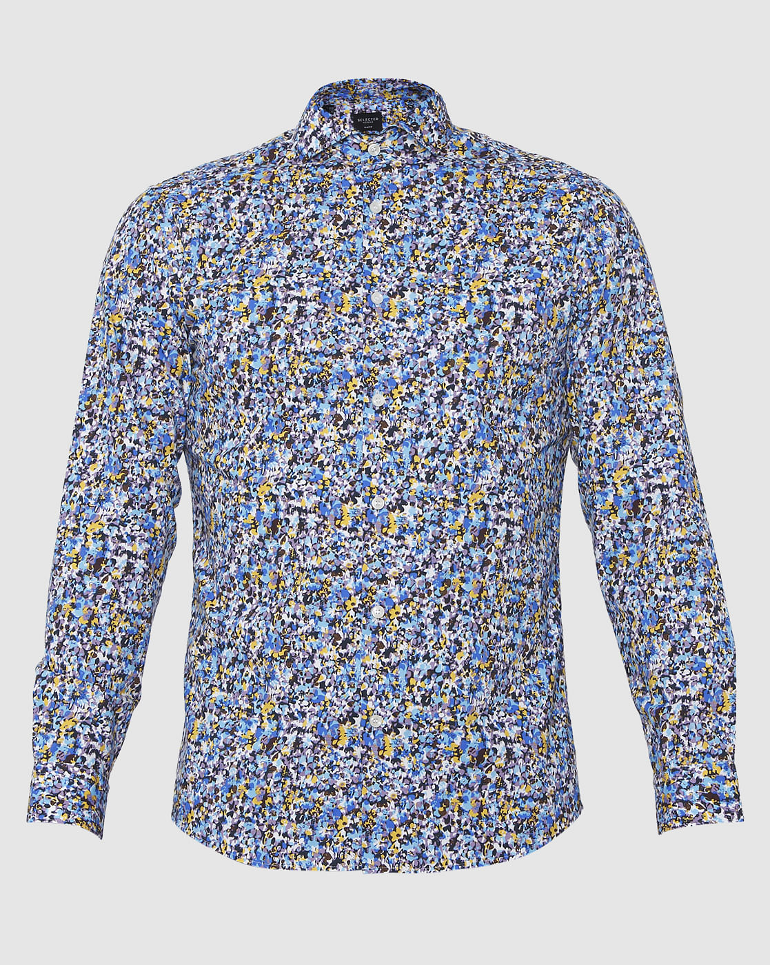 Blue Floral Print Full Sleeves Shirt