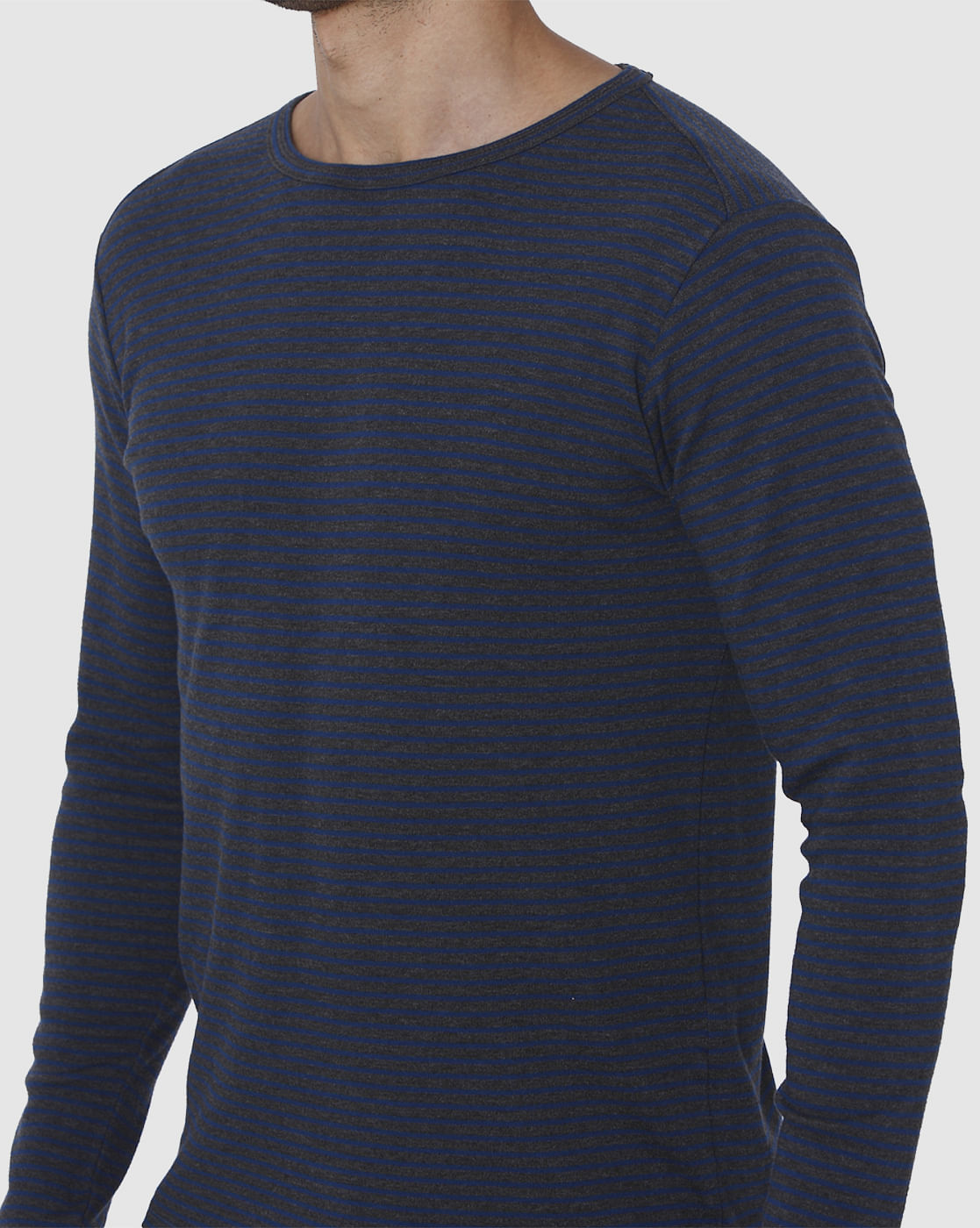 Blue Striped Slim Fit Crew Neck T-Shirt