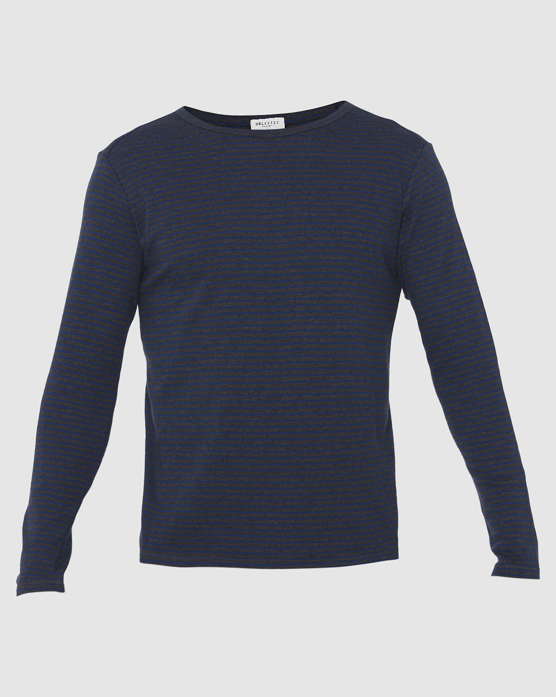 Blue Striped Slim Fit Crew Neck T-Shirt