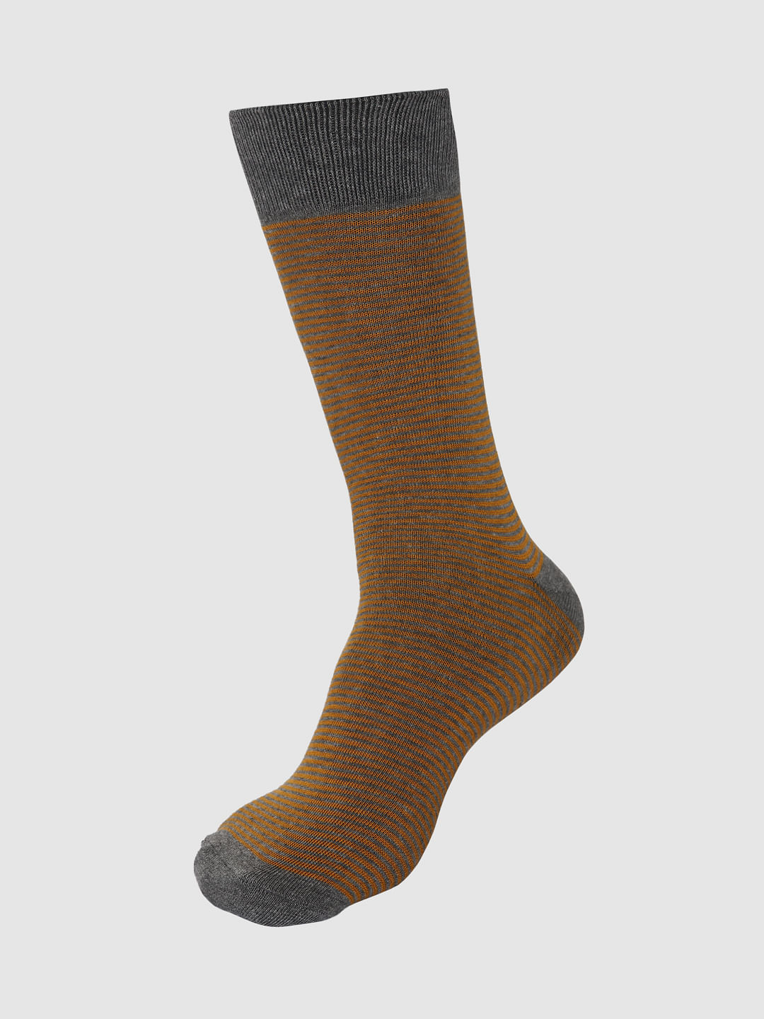 Orange Striped Mid Calf Length Socks