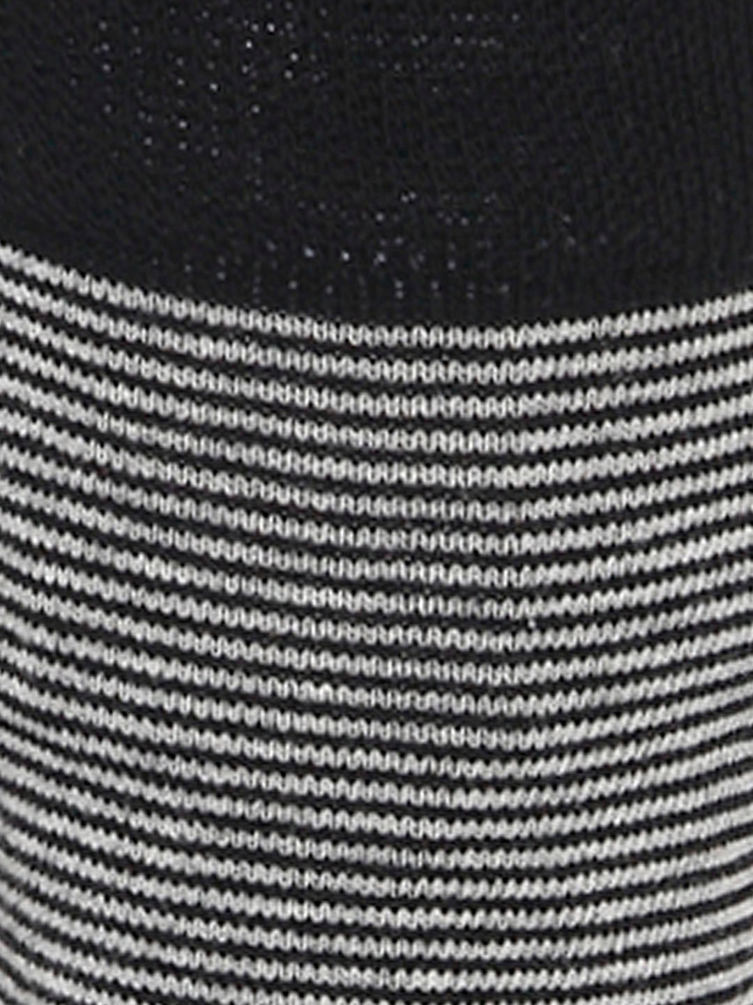 Black Striped Mid Calf Length Socks