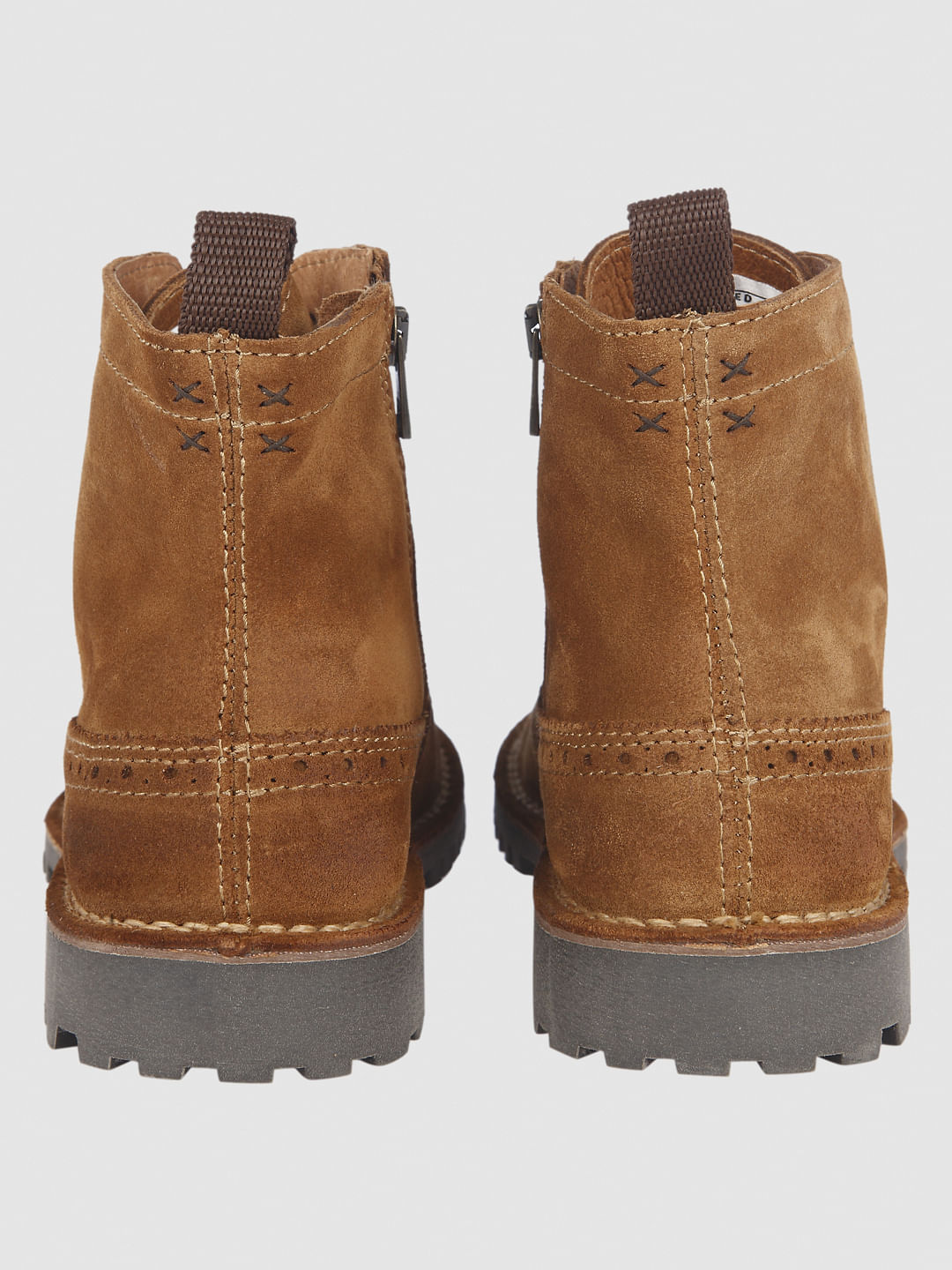 Brown Brogue Suede Boots