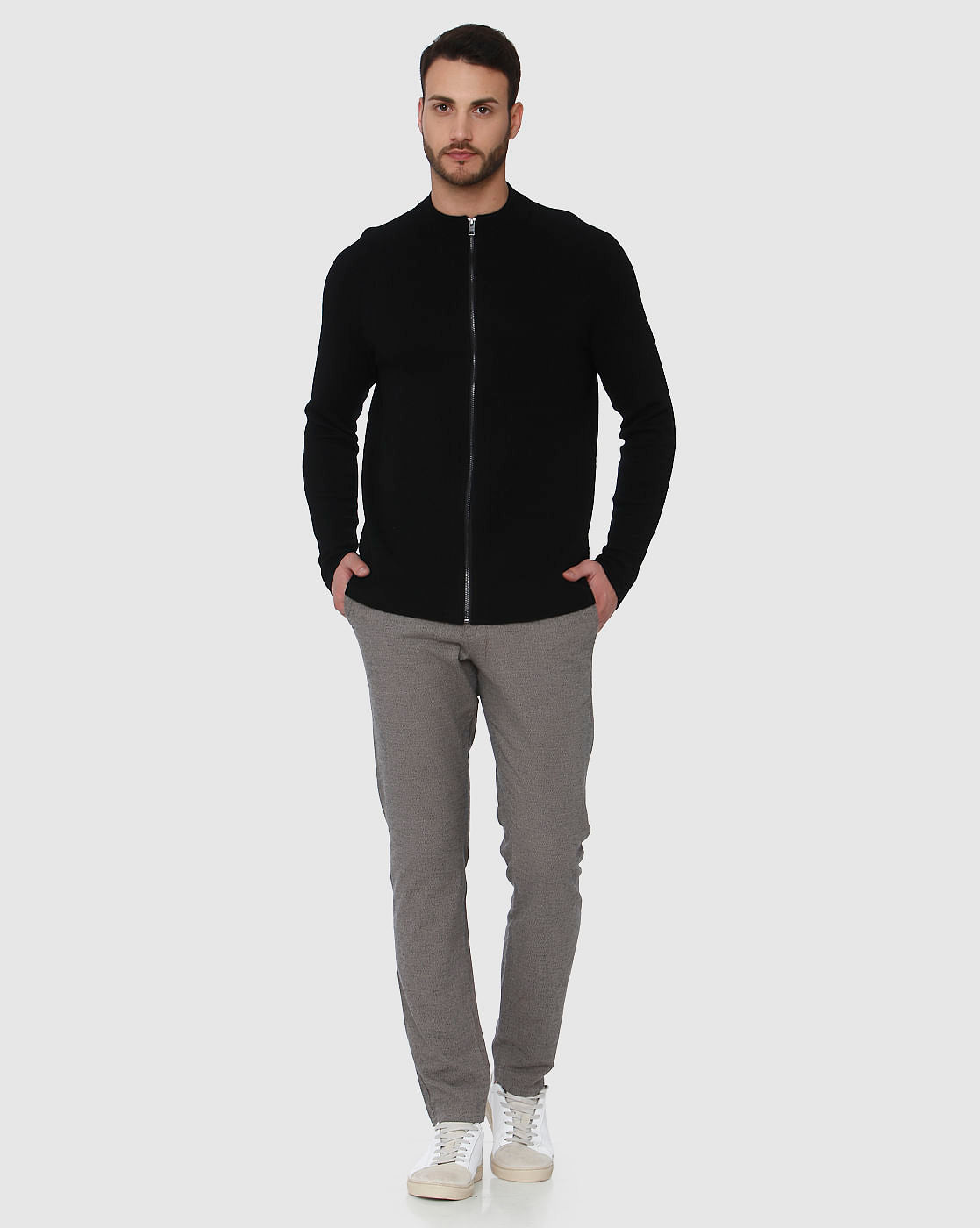 Black Zip Up Cardigan