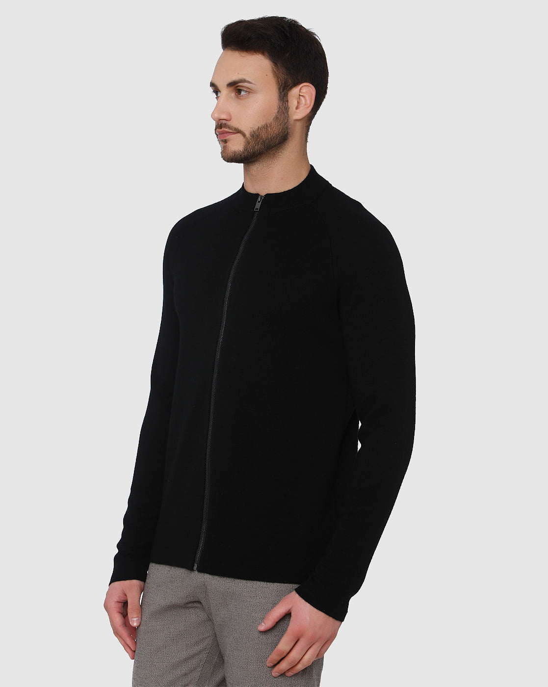 Black Zip Up Cardigan