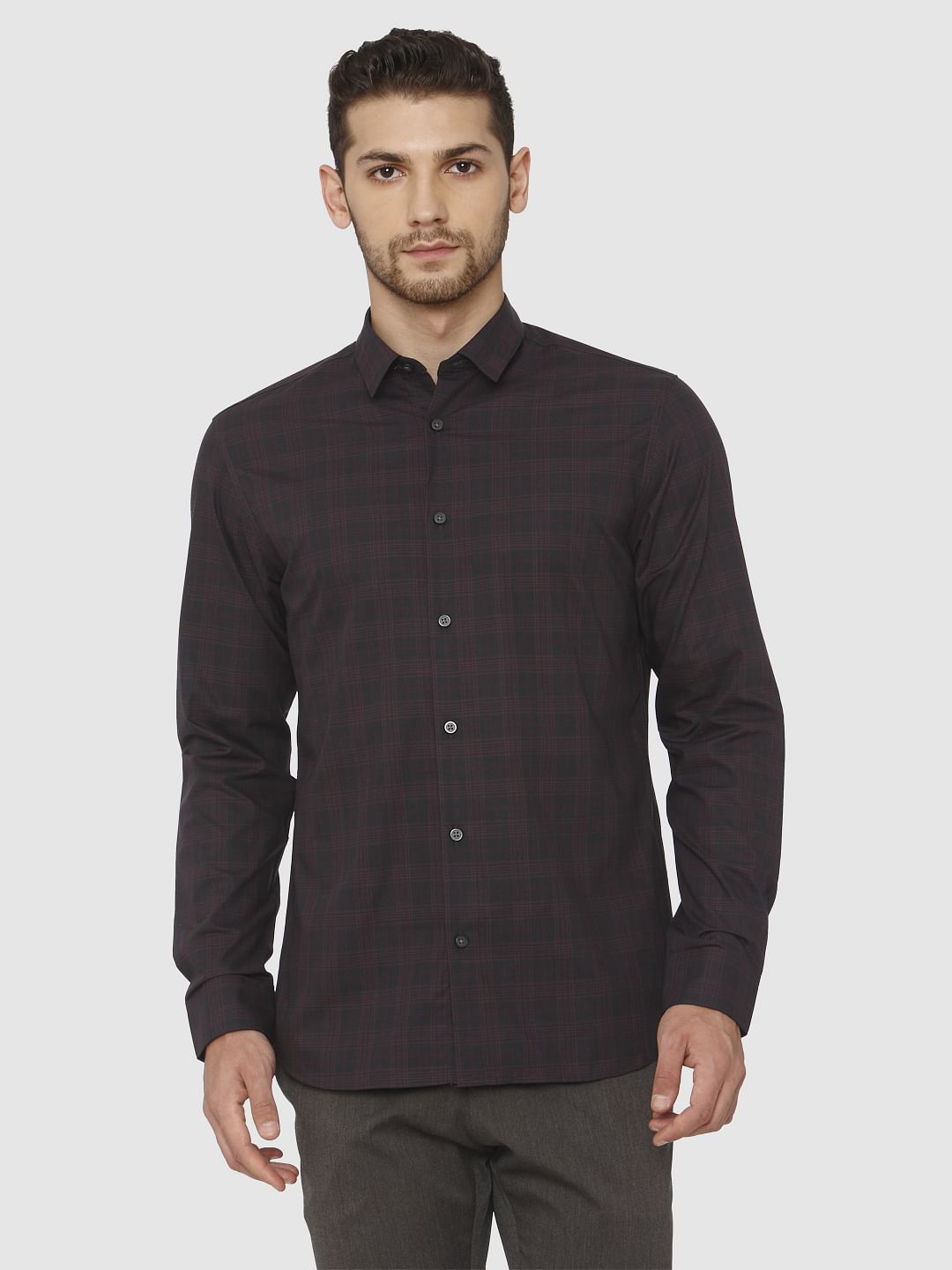 Grey Check Full Sleeves Shirt