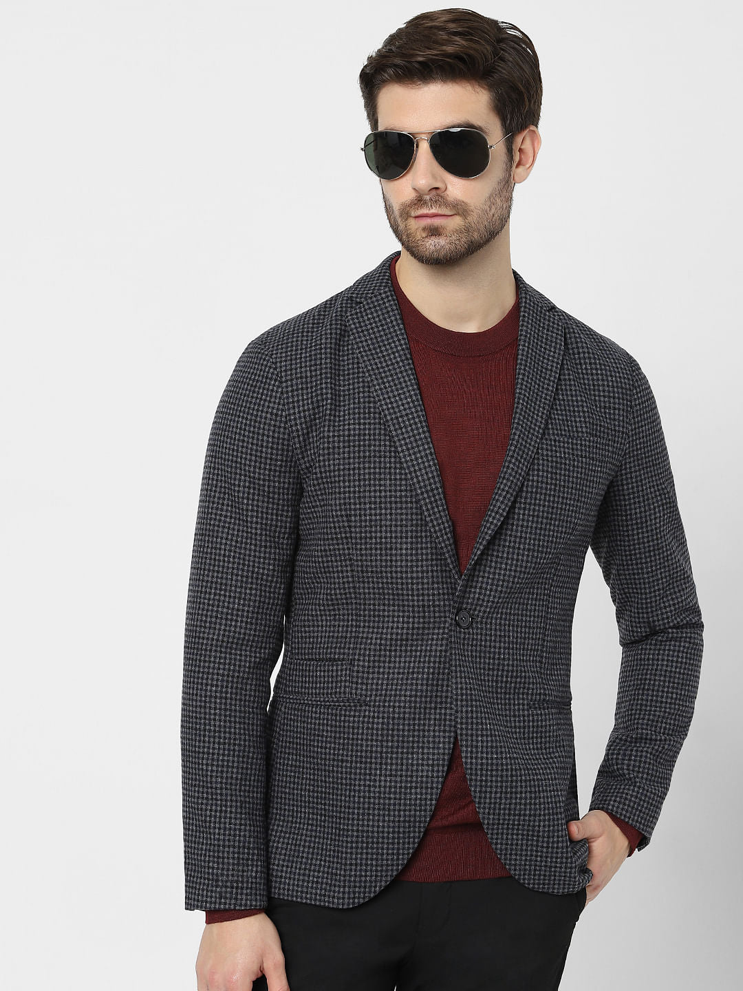 Grey Check Formal Blazer