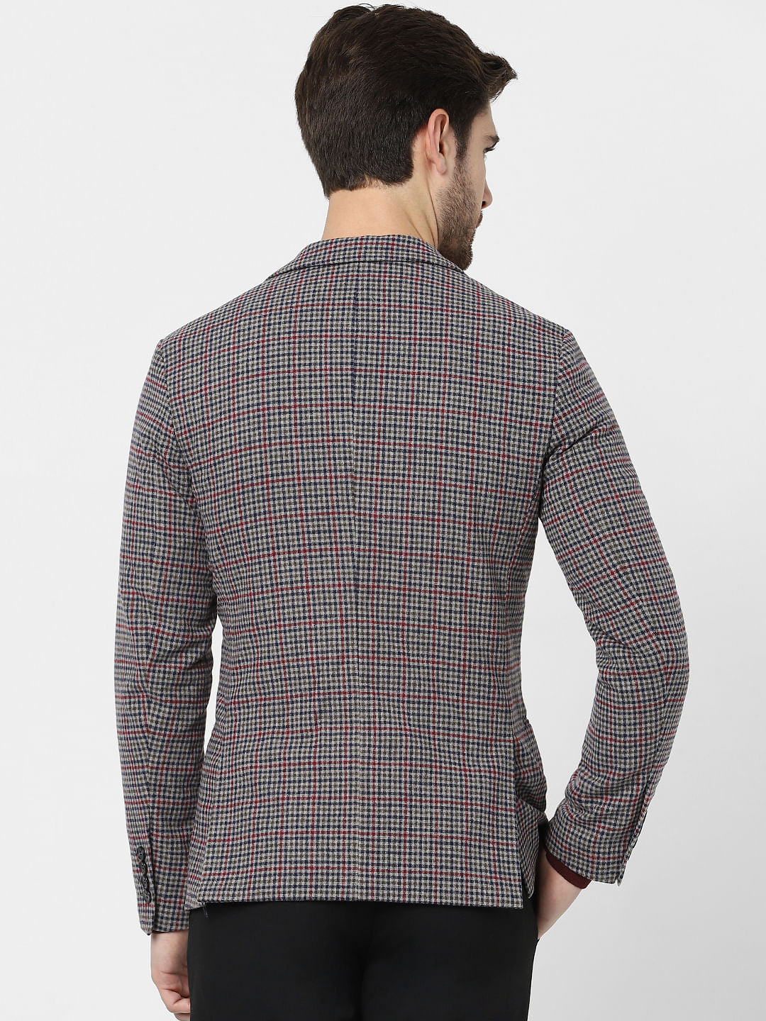 Red & Blue Check Formal Blazer