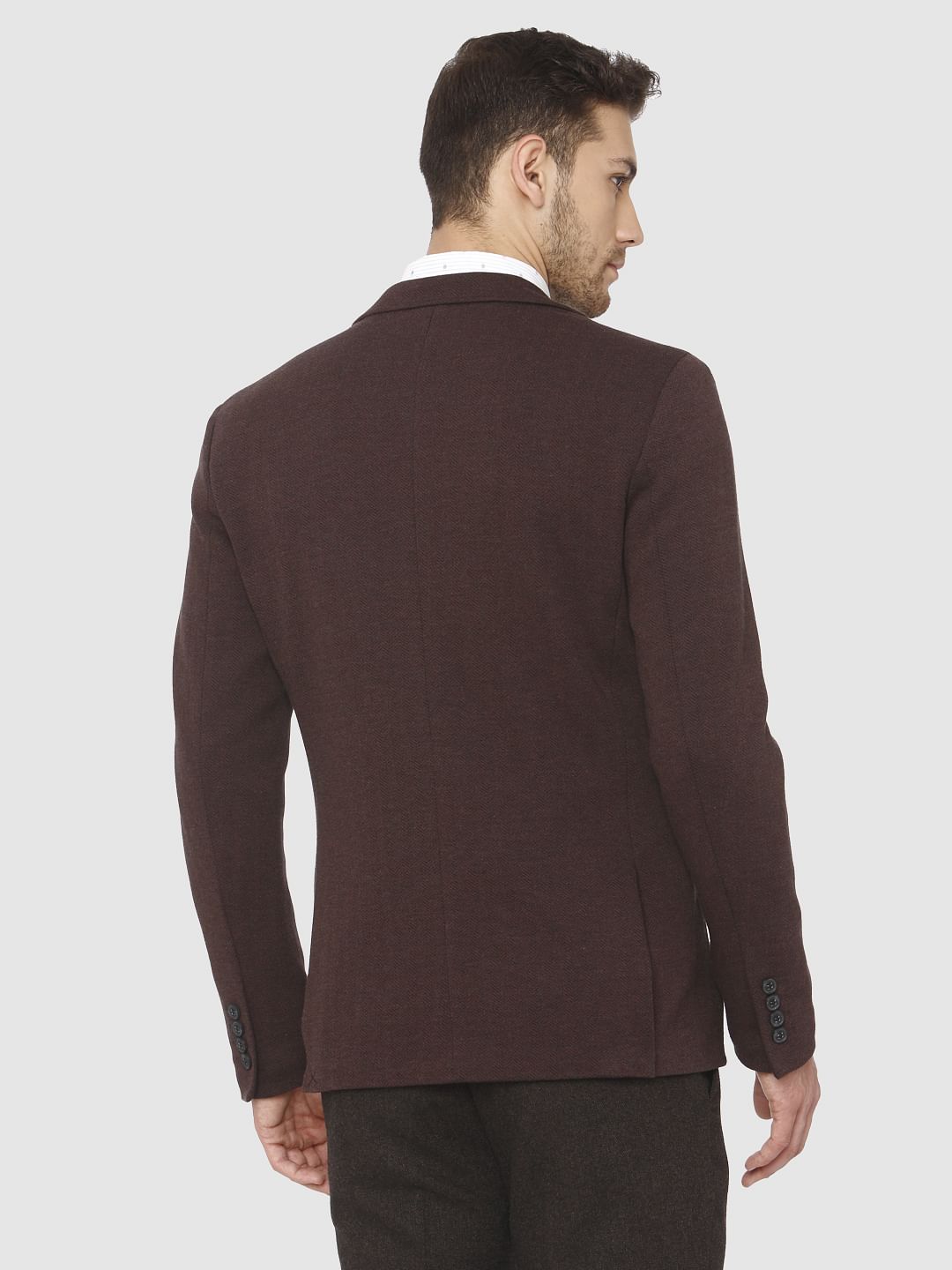 Dark Brown Single Button Formal Blazer