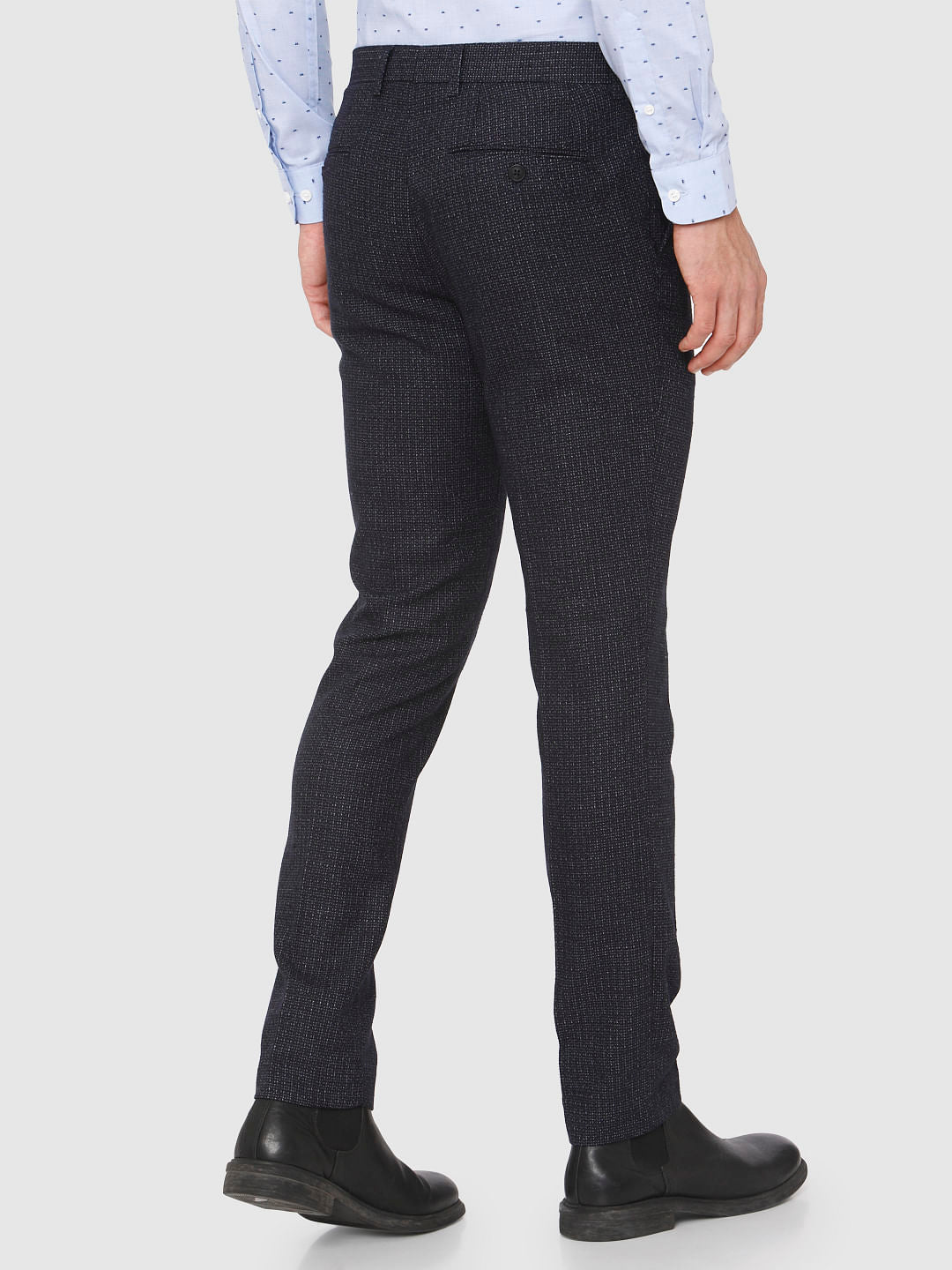 Dark Blue Mid Rise Slim Fit Trousers