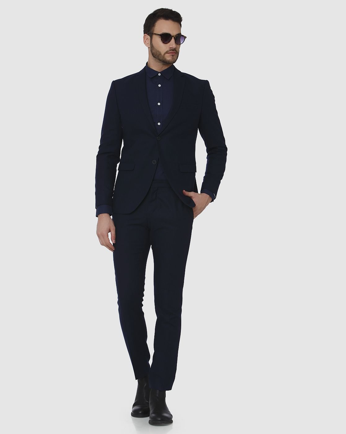 Navy Blue Formal Slim Fit Trousers