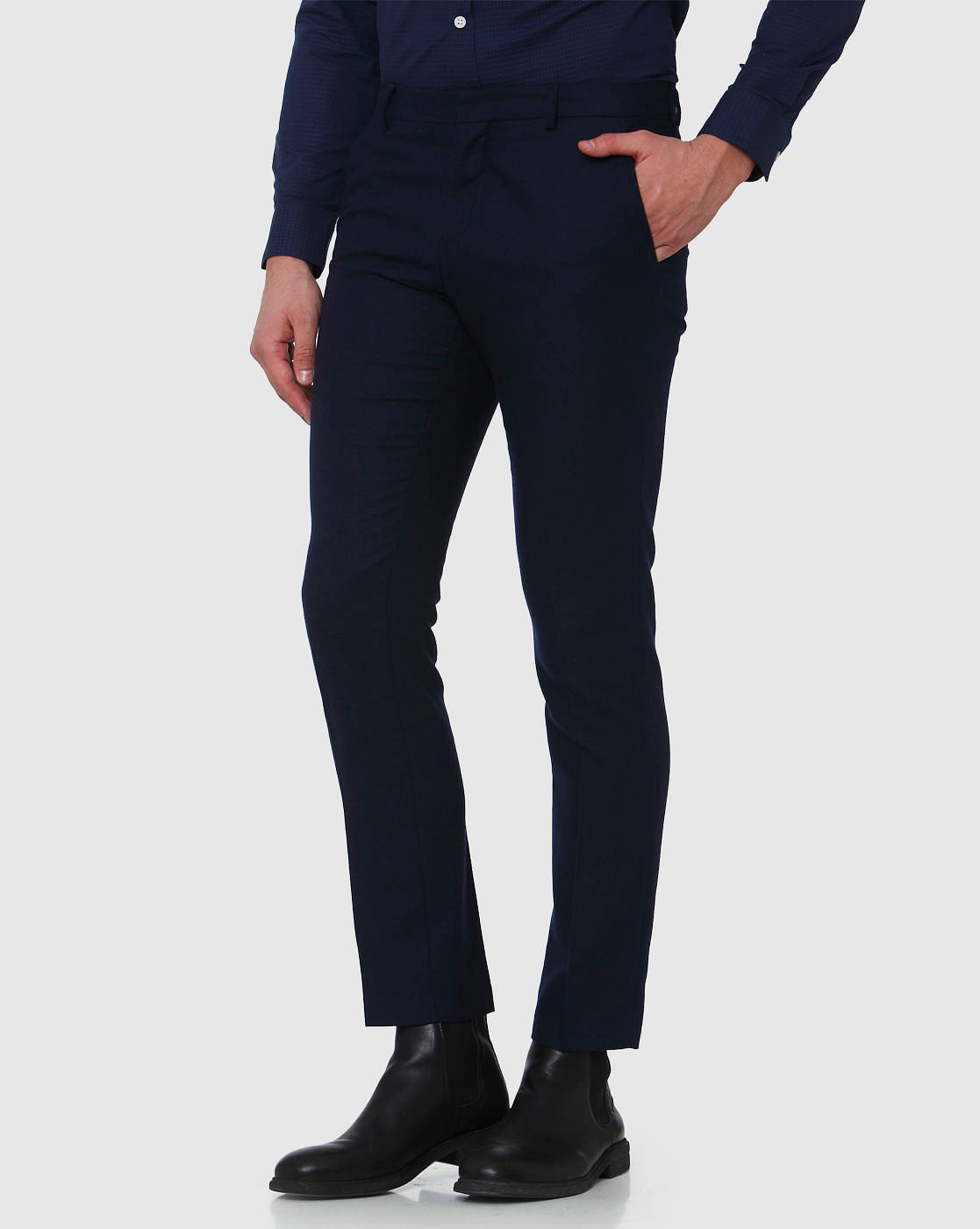 Navy Blue Formal Slim Fit Trousers