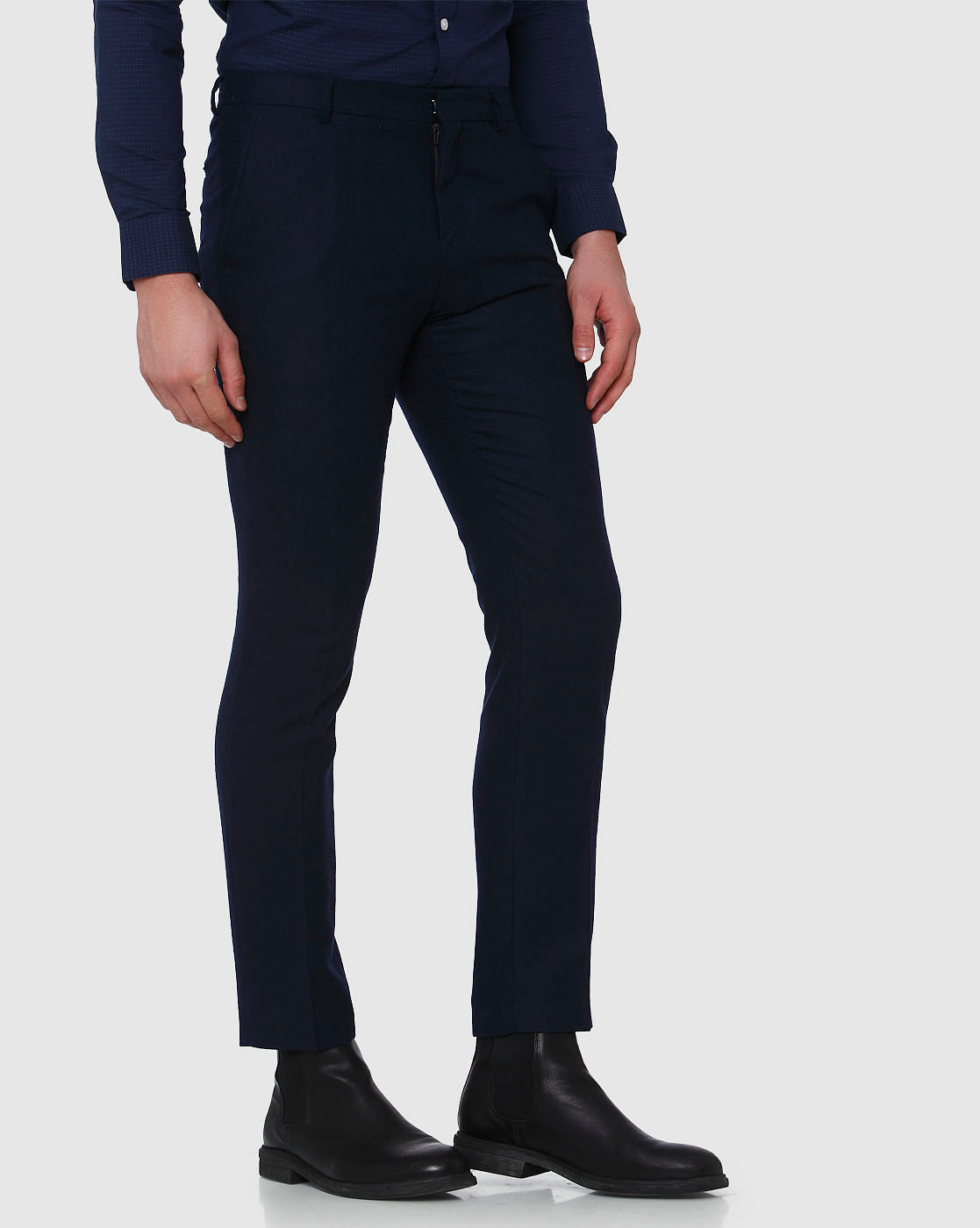 Navy Blue Formal Slim Fit Trousers