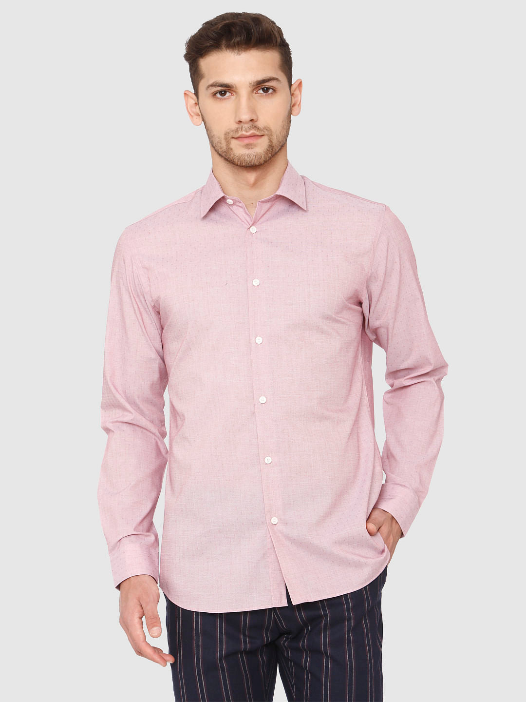 Red Full Sleeves Formal Shirt