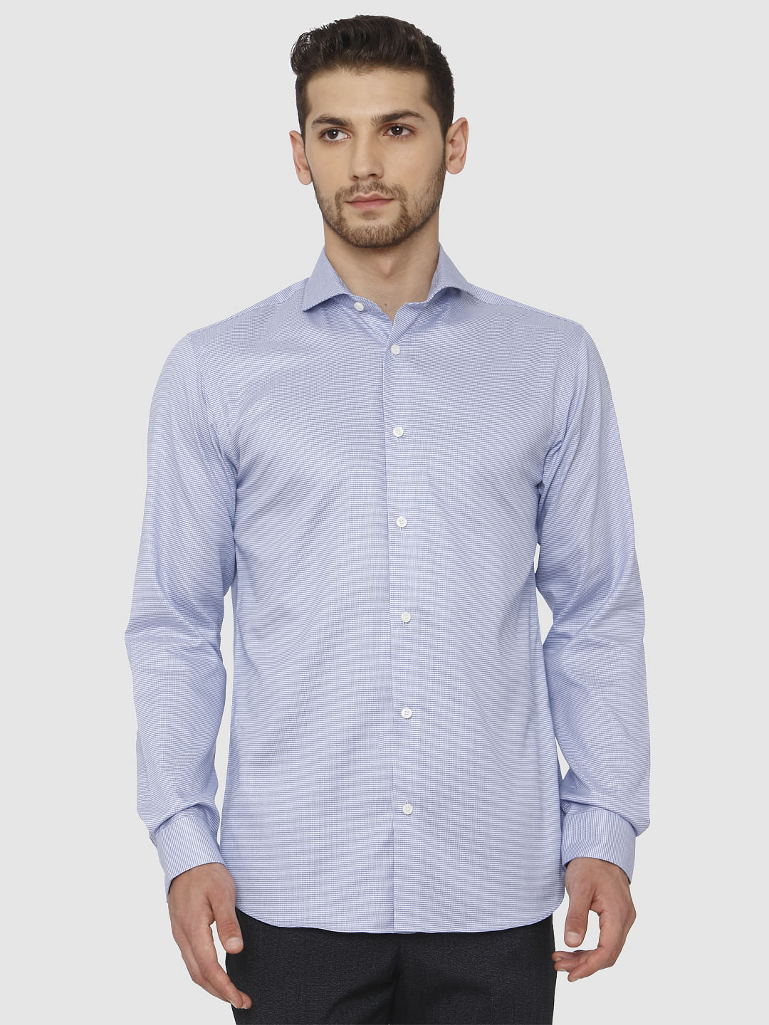 Blue Small Checks Full Sleeves Shirt