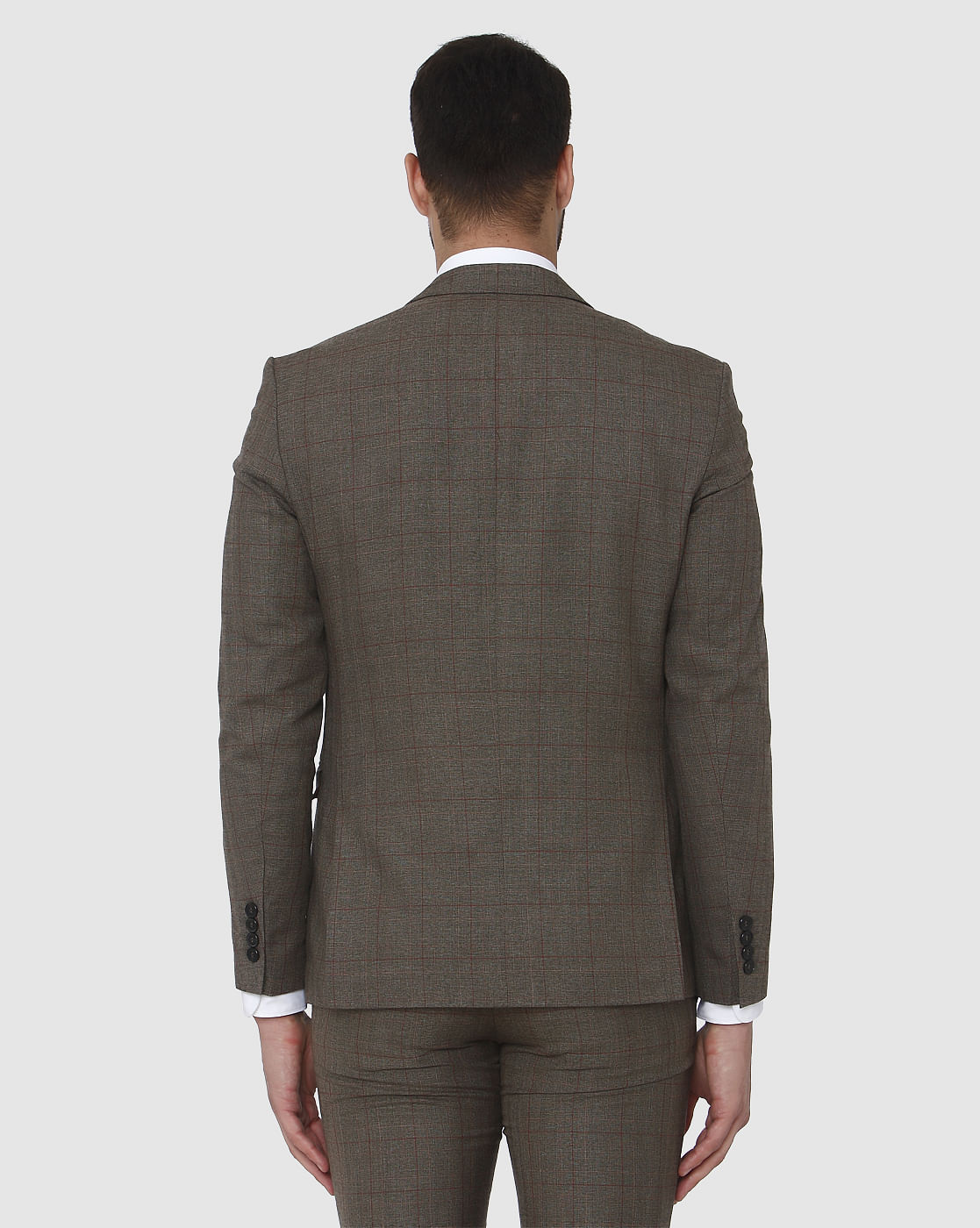 Brown Check Slim Fit Blazer