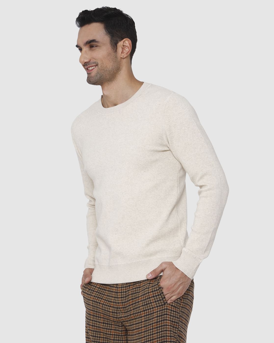 Cream Crew Neck Pullover