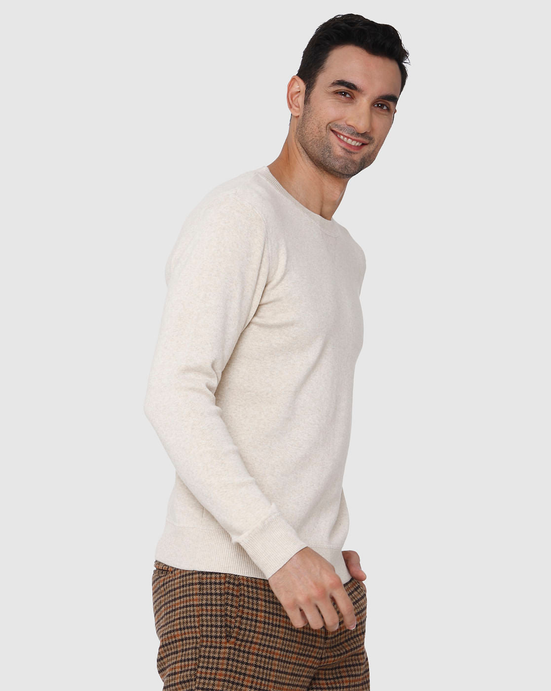 Cream Crew Neck Pullover